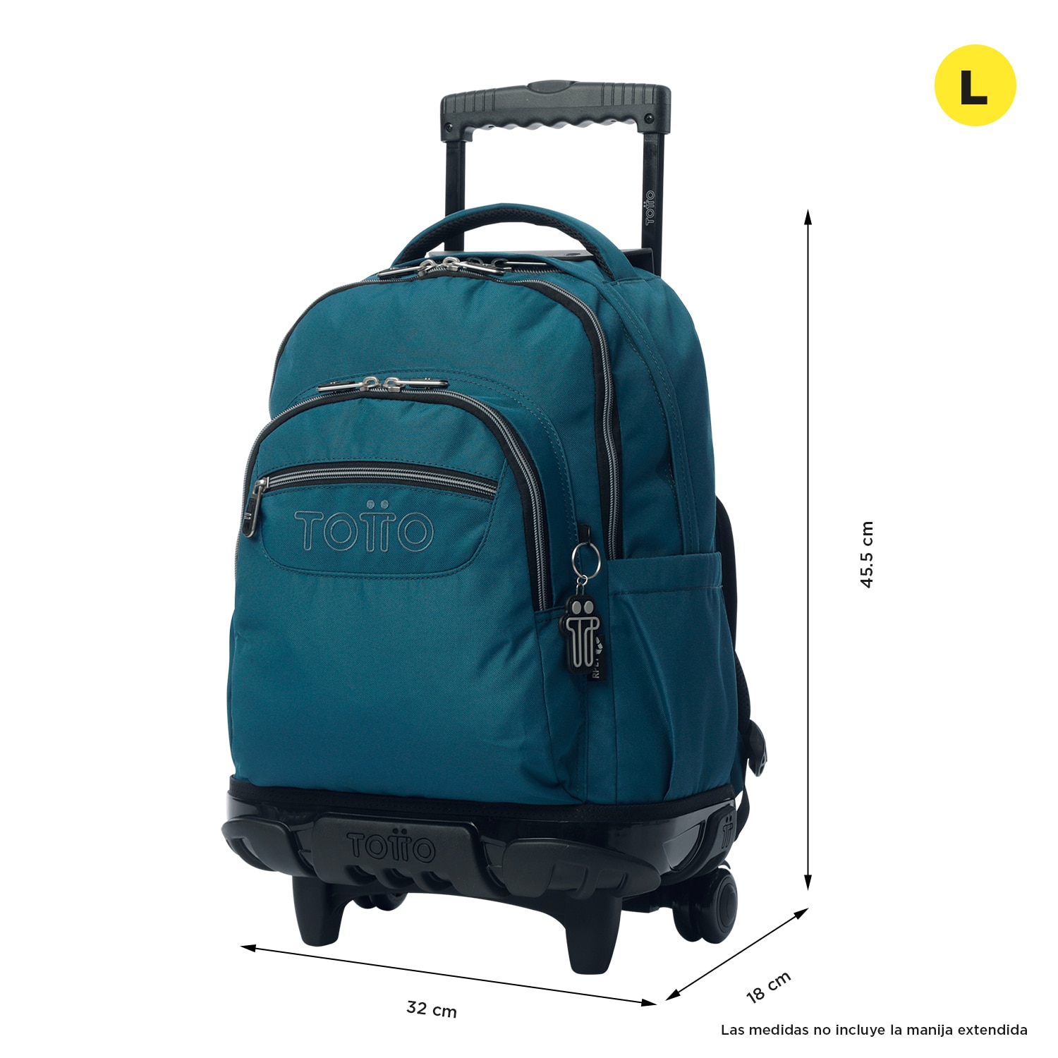 Mochila escolar ruedas totto renglones moroccan blue para portátil de 15.4” y capacidad de 26l Azul Océano-3