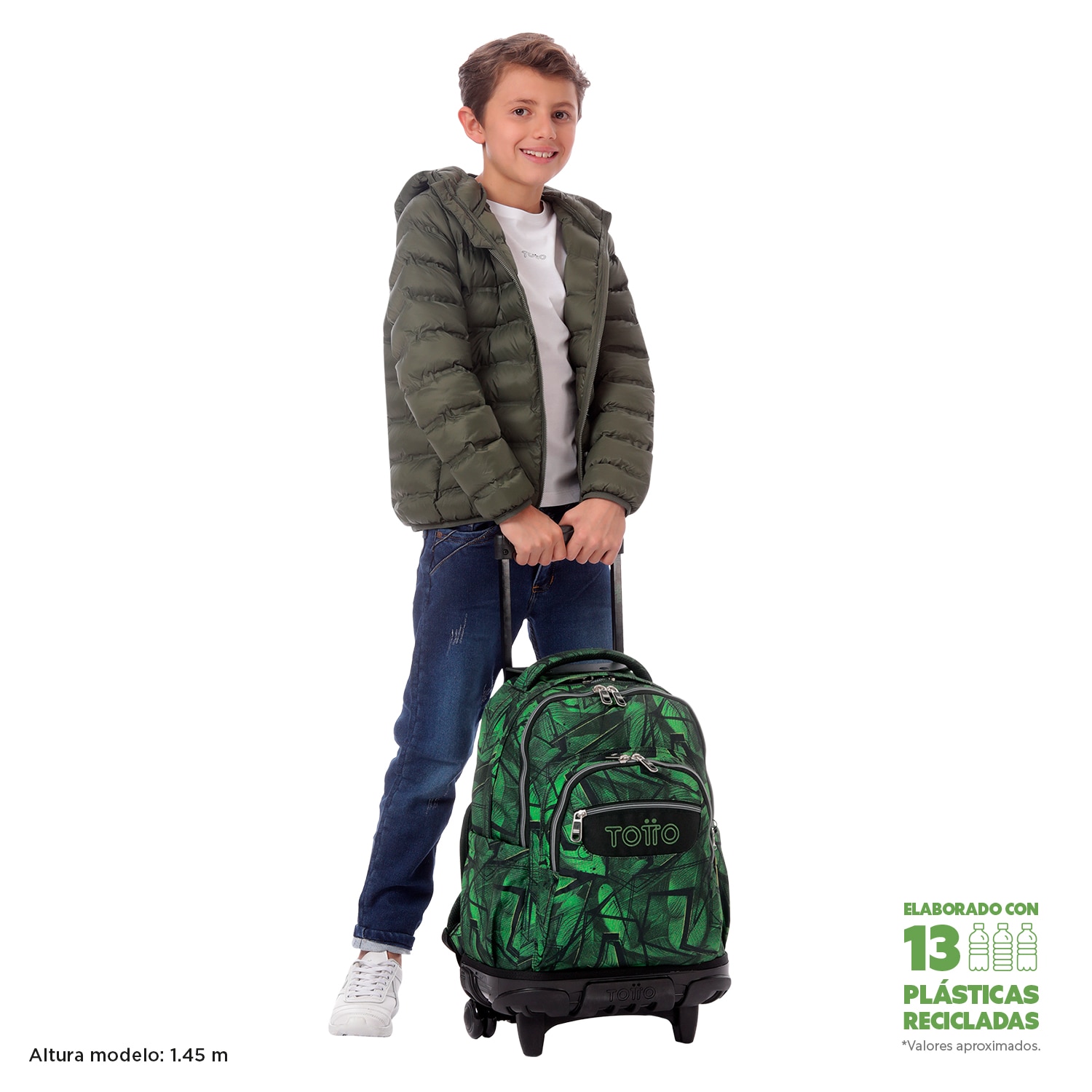 Mochila Totto Renglones PC 15.4' con capacidad de 26L Verde-2