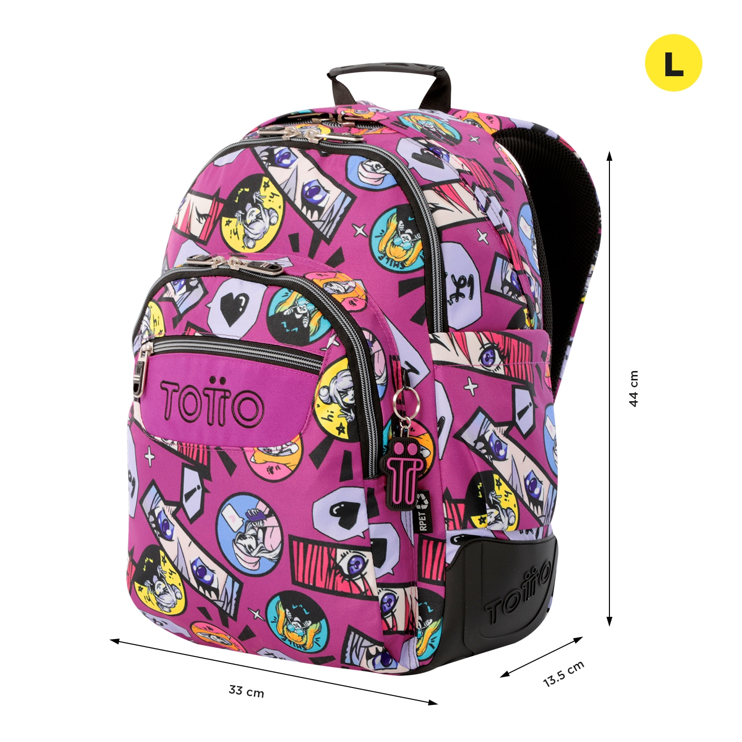 Mochila escolar totto rayol k-pop para portátil de 14” y capacidad 19l Morado-2