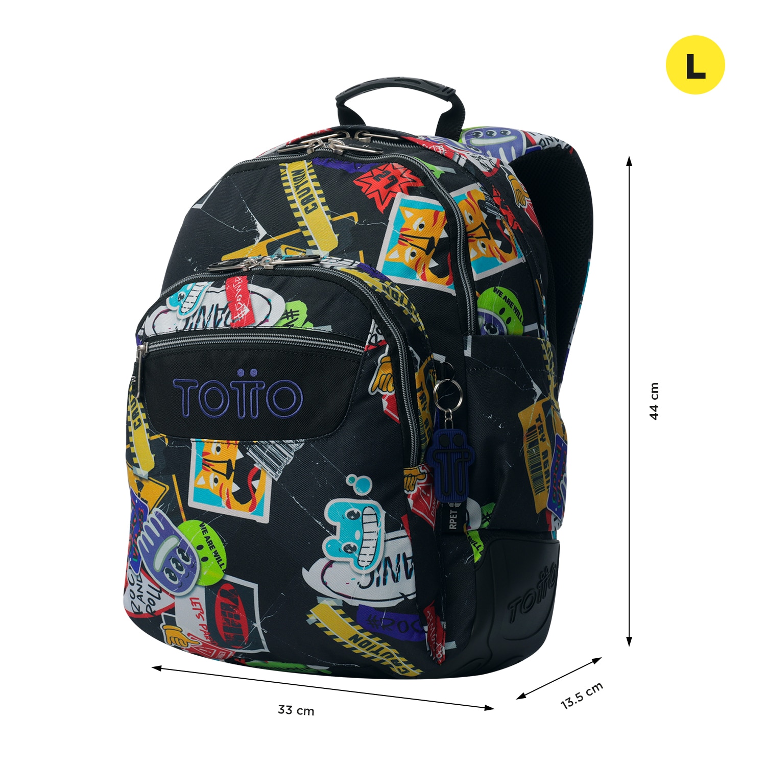 Mochila escolar totto rayol k-pop para portátil de 14” y capacidad 19l Negro-2