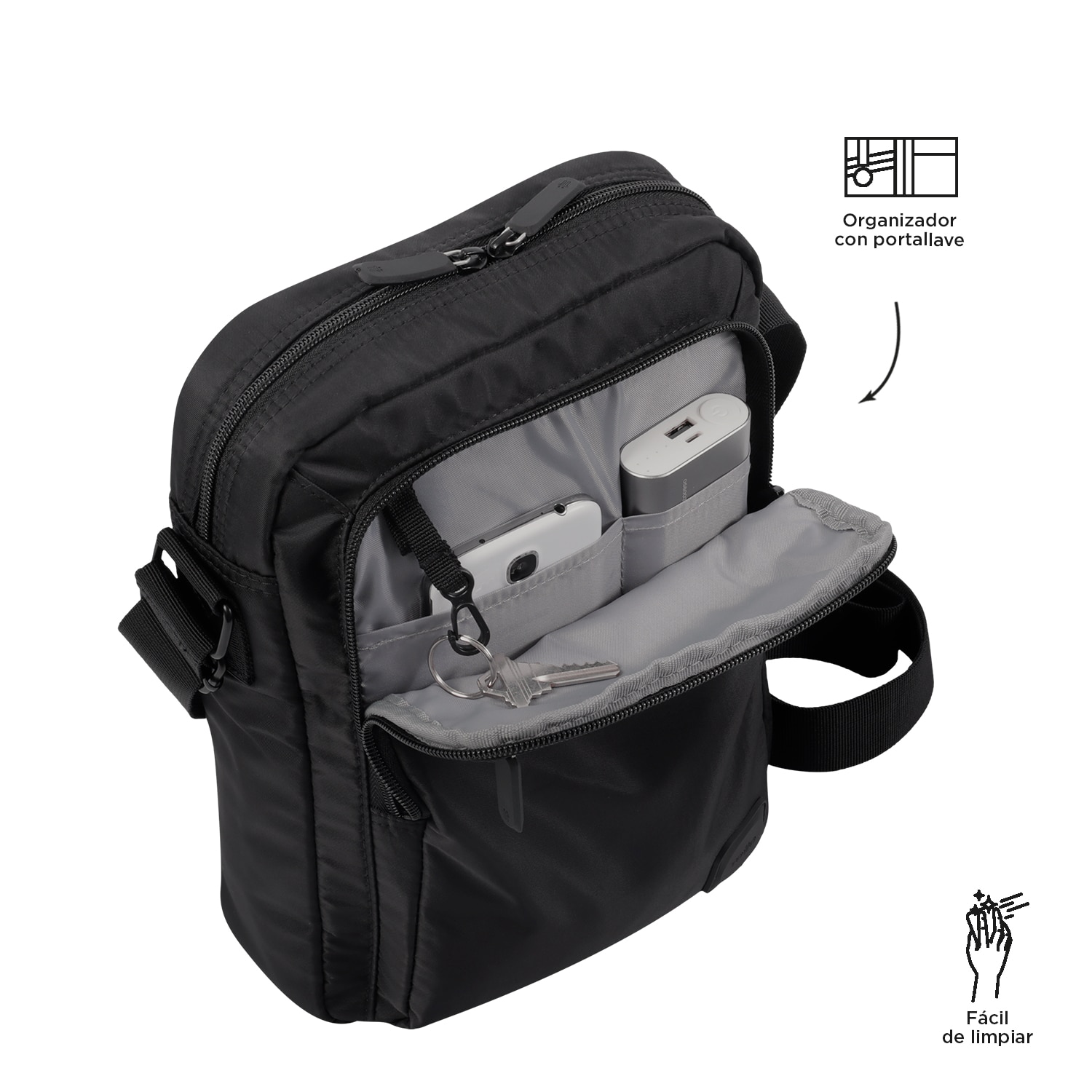 Bolso Totto Bayonne bandolera en color negro Negro-4