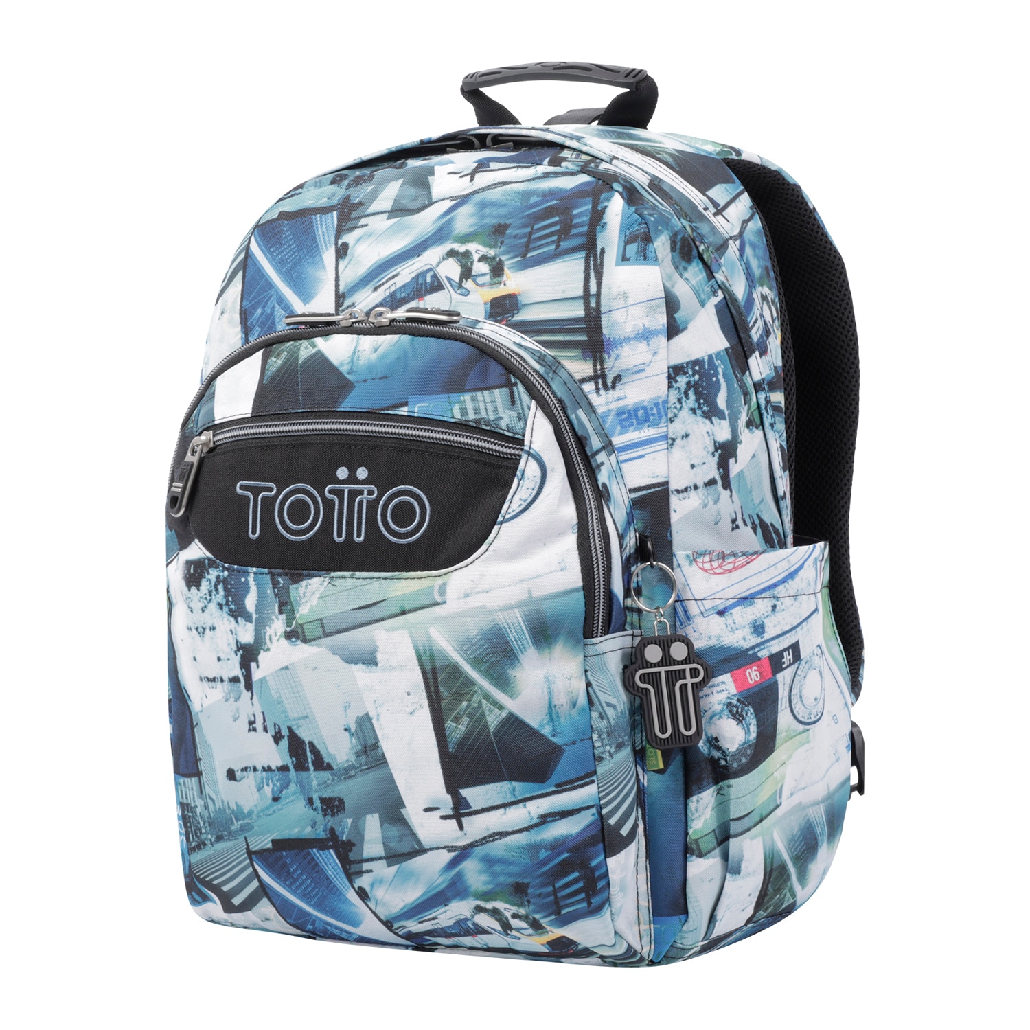 Mochila Totto Acuareles escolar adaptable a carro postales y casetes Estampado-5