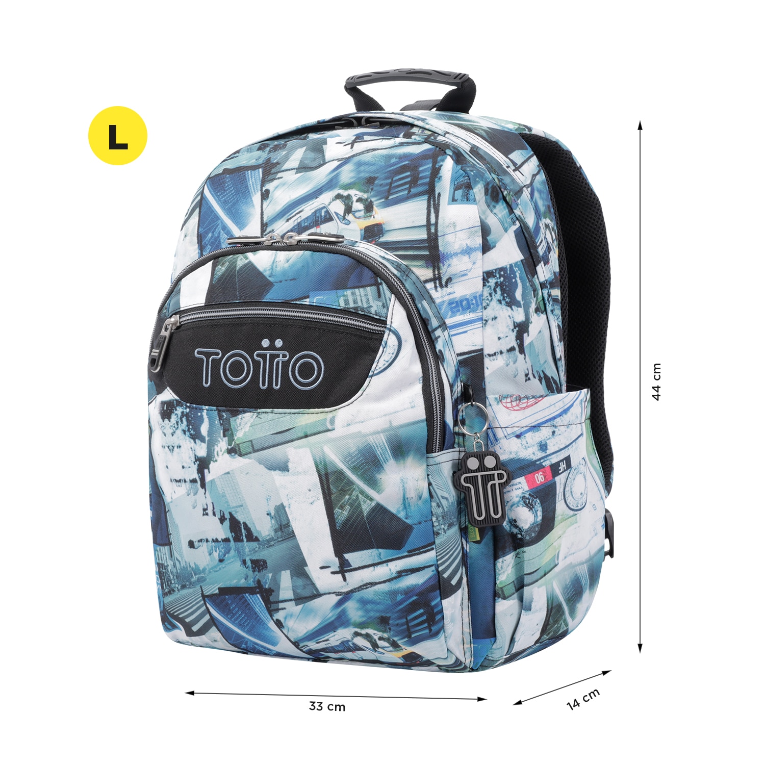 Mochila Totto Acuareles escolar adaptable a carro postales y casetes Estampado-2