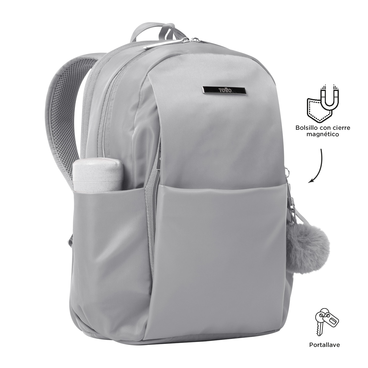 Mochila Totto Adelaide 1 2.0 ejecutiva para mujer color Silver Totto El Corte Ingles