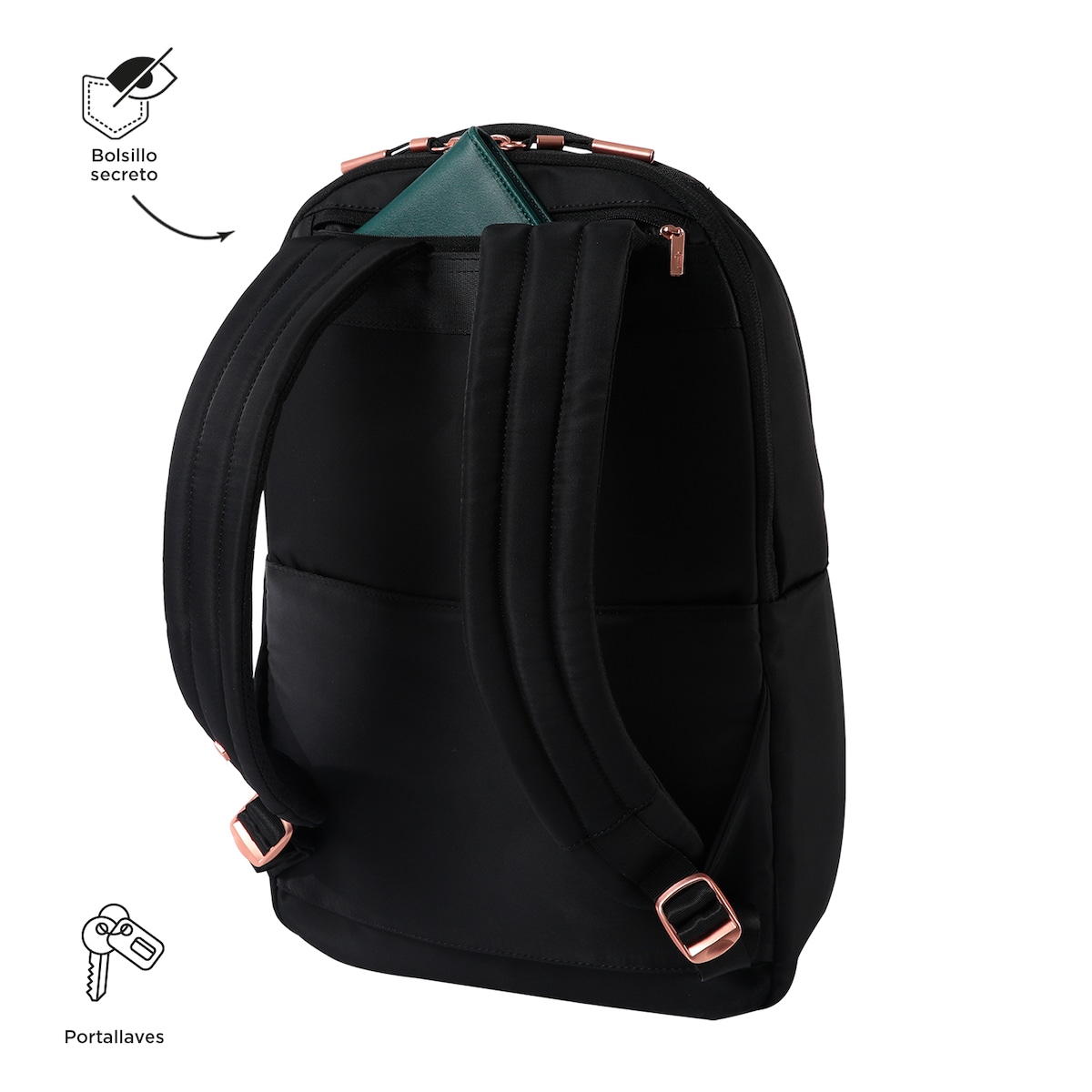 Mochila Totto Roxanne casual porta PC para mujer Negro-5