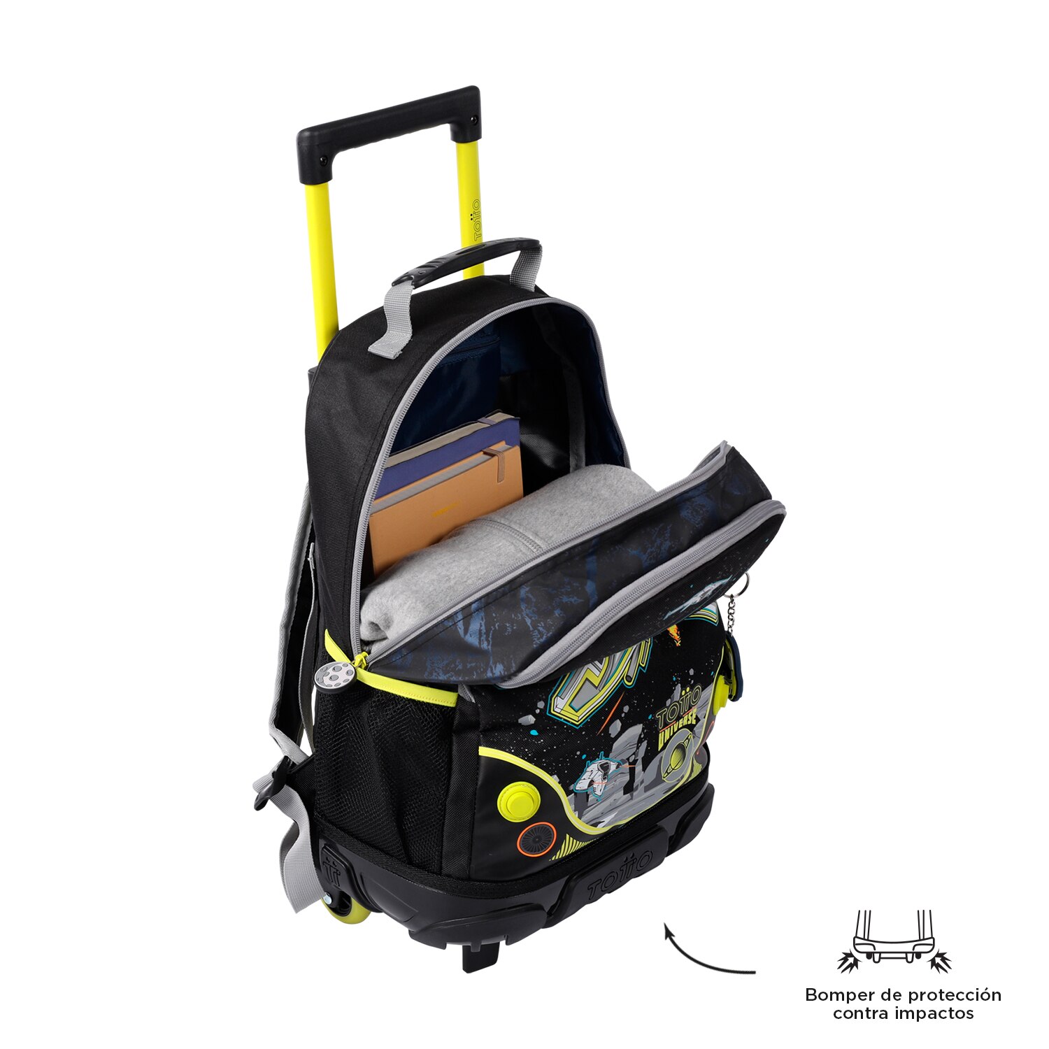 Mochila Totto infantil con ruedas mediana Negro-4