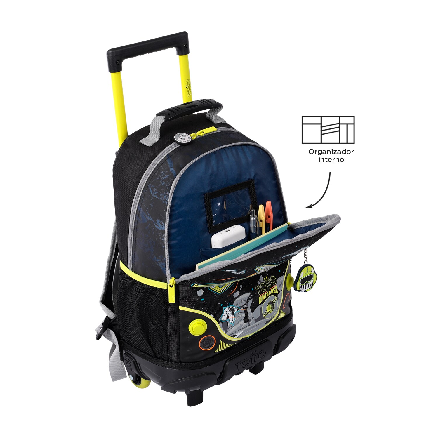 Mochila Totto infantil con ruedas mediana Negro-5