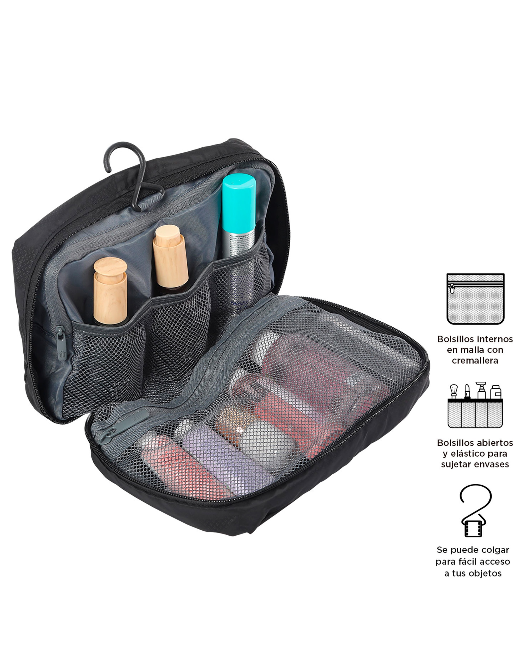Organizador de baño All In para viaje negro con capacidad 3 L - Totto - Negro Negro-3
