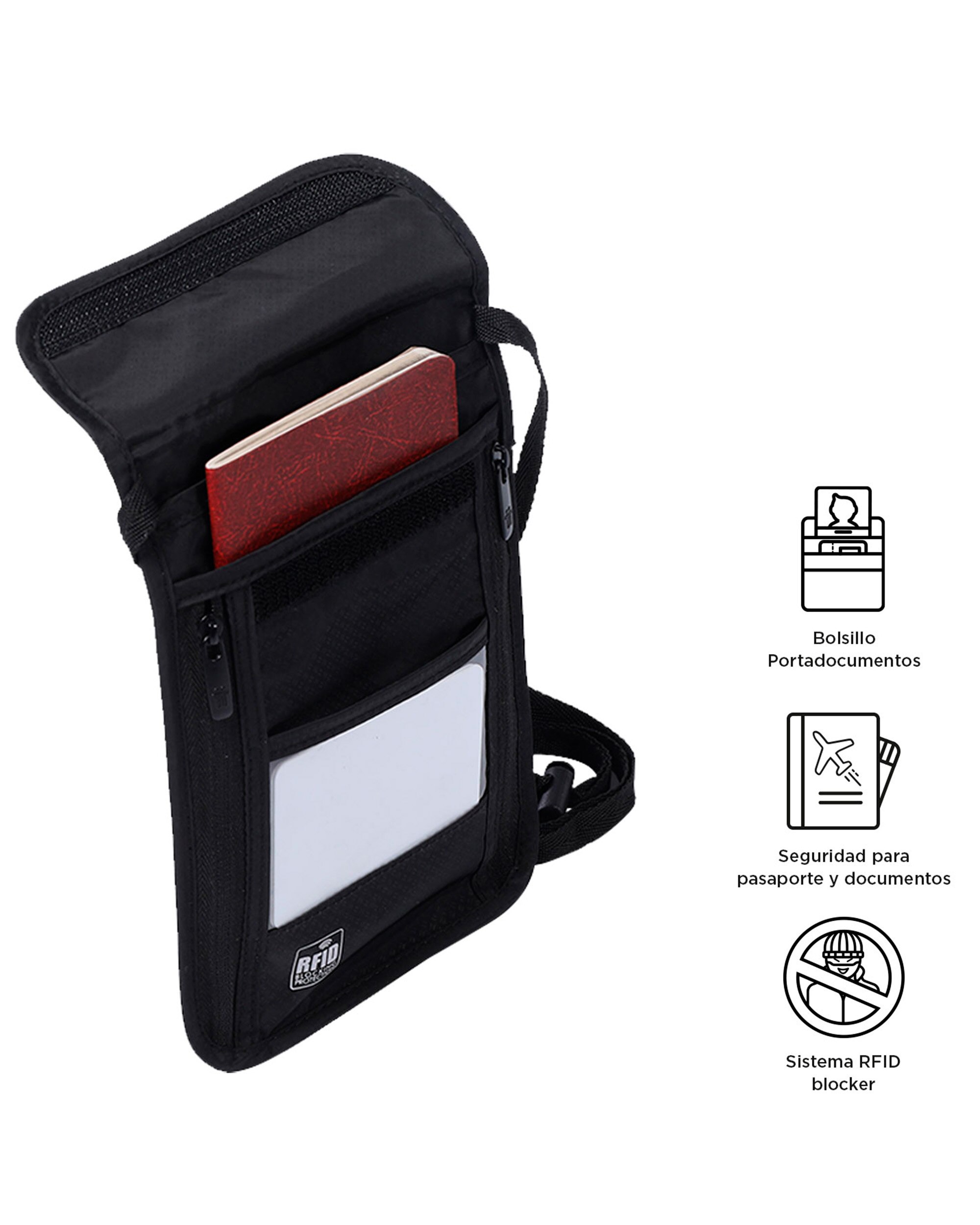 Porta Pasaporte Hang RFID Blocker - Totto - Negro Negro-2