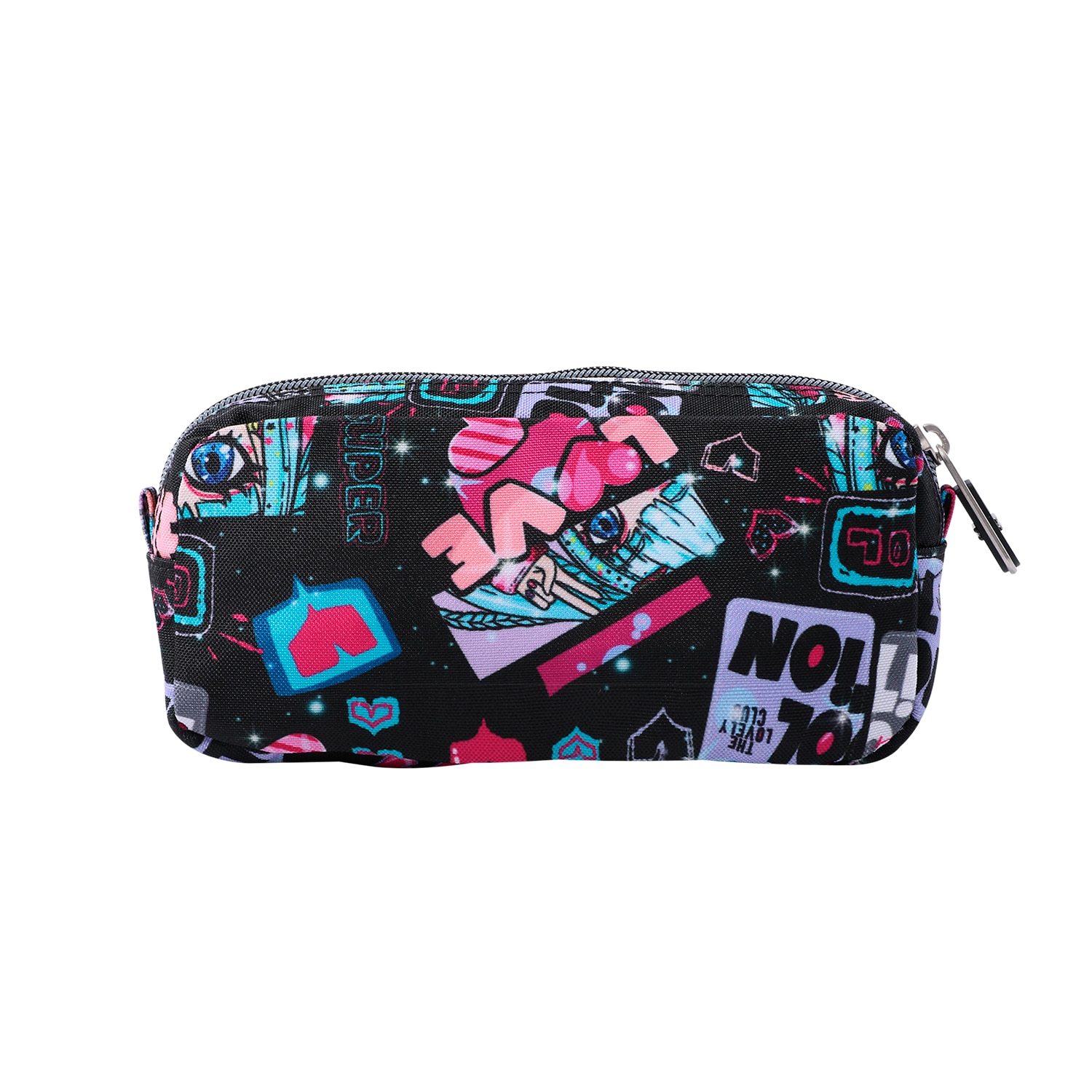 Estuche Totto Sobre escolar eco-friendly dos compartimentos Negro / Azul claro-4