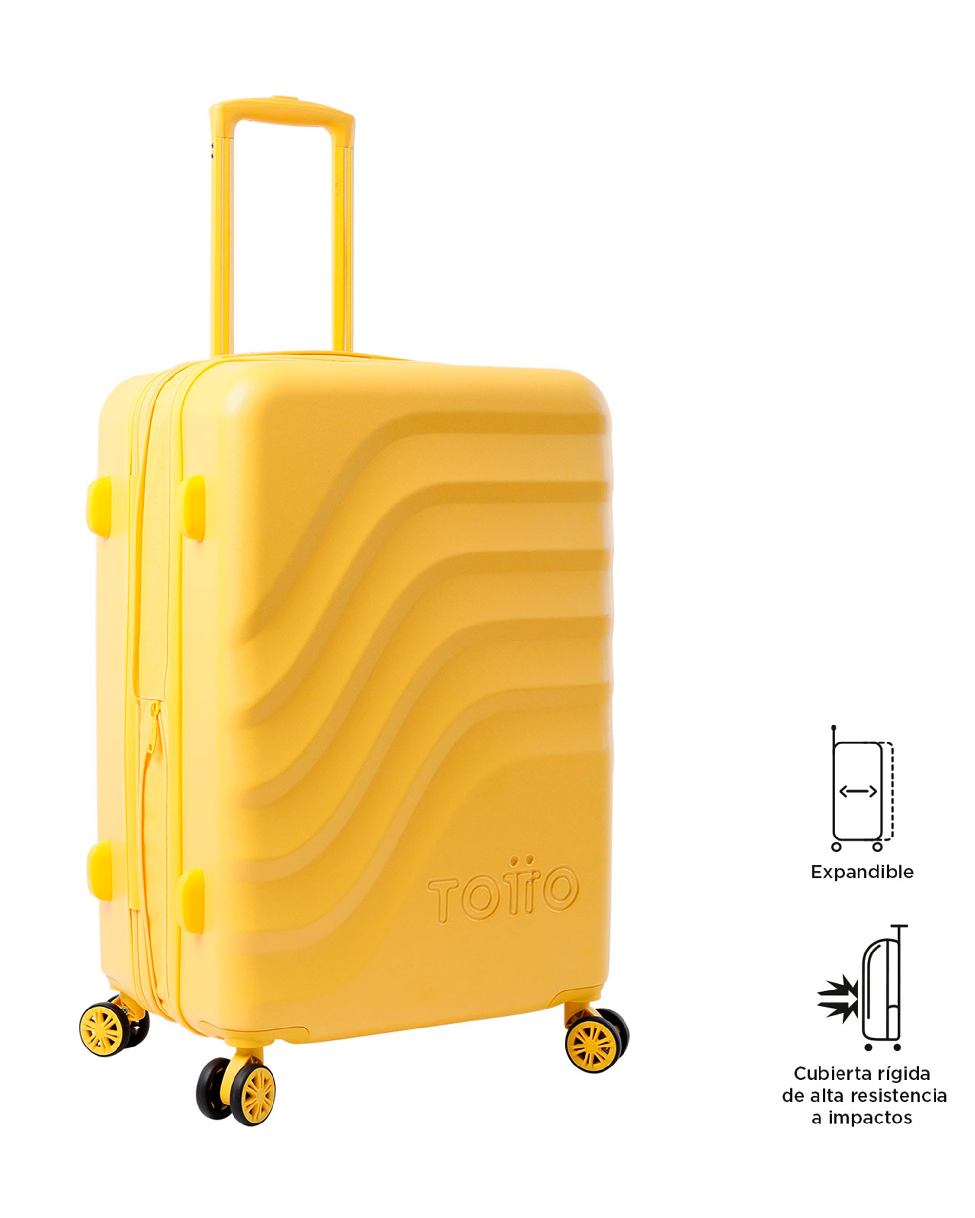 Maleta mediana Bazy rígida expandible con capacidad 64 L - Totto - Amarillo Amarillo-4