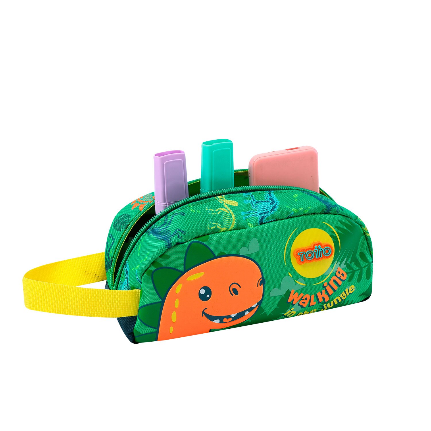 Estuche infantil totto dinomax con 2 compartimentos Verde-3