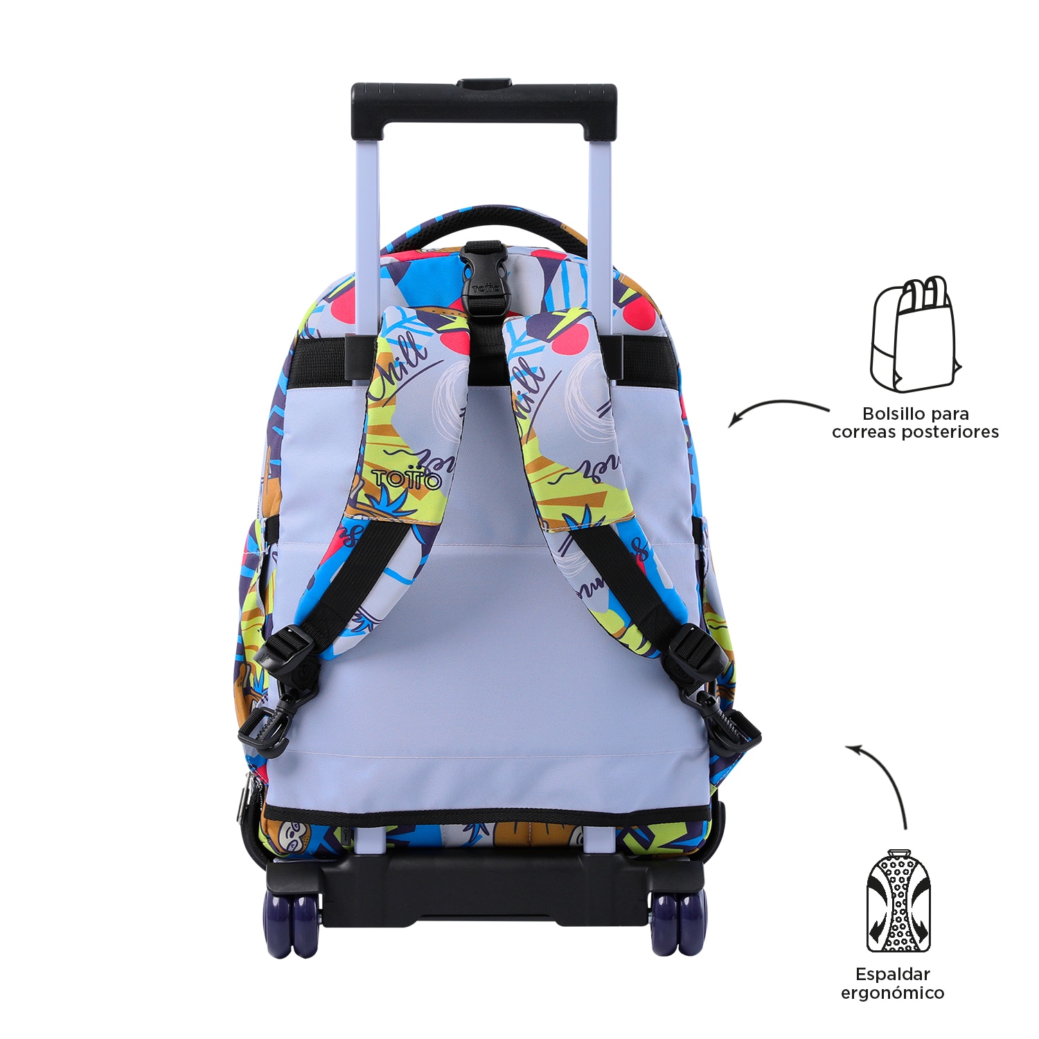 Mochila escolar ruedas totto tiza desmontable lazel para portátil de 15.4” y capacidad de 26l Multicolor-3