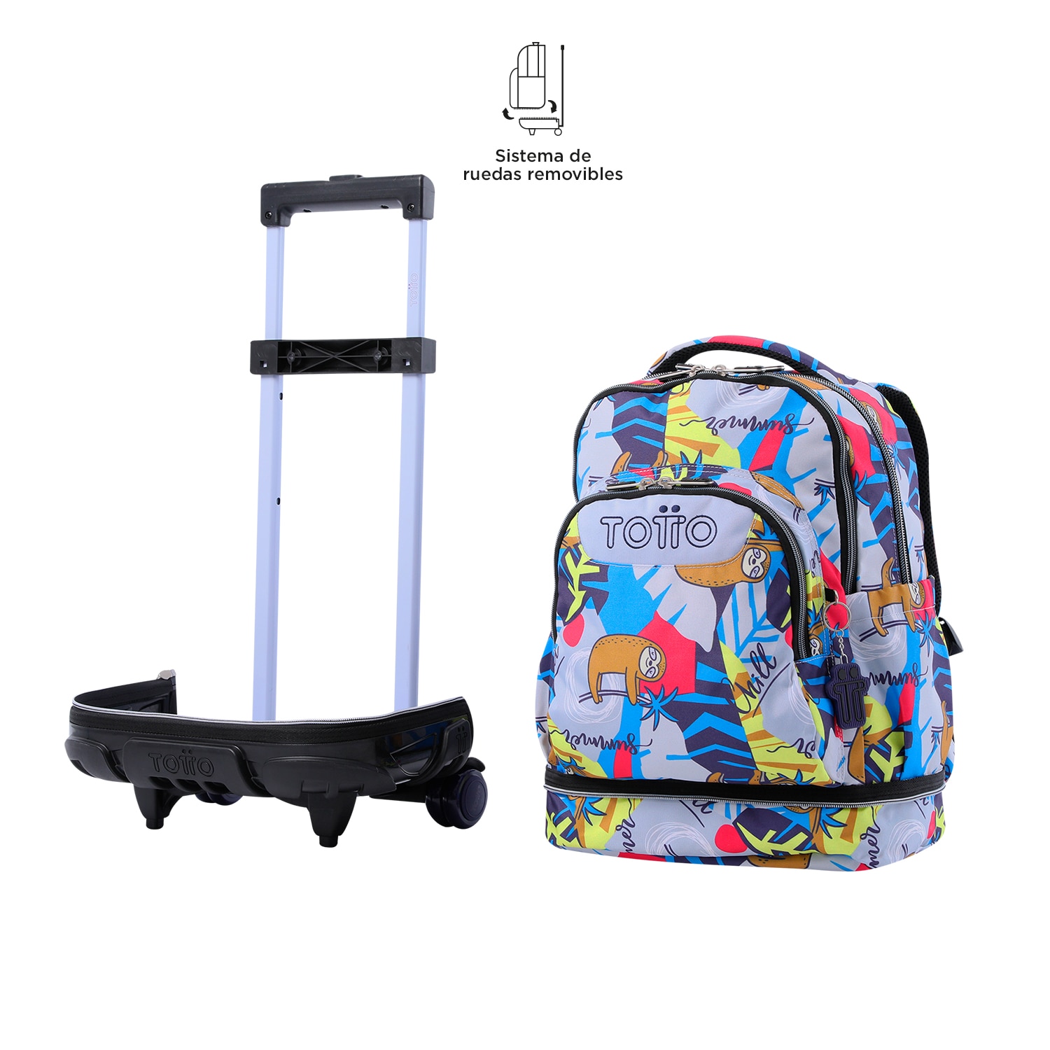 Mochila escolar ruedas totto tiza desmontable lazel para portátil de 15.4” y capacidad de 26l Multicolor-5
