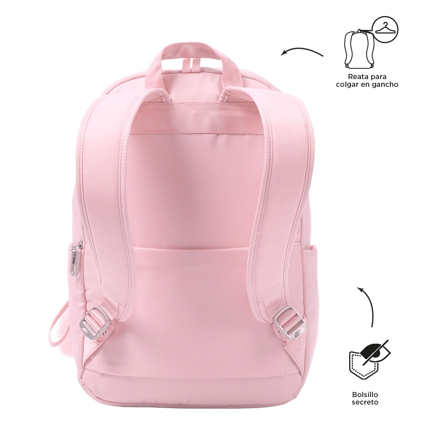 Mochila ejecutiva totto adelaide para portátil de 14” Rosa-3