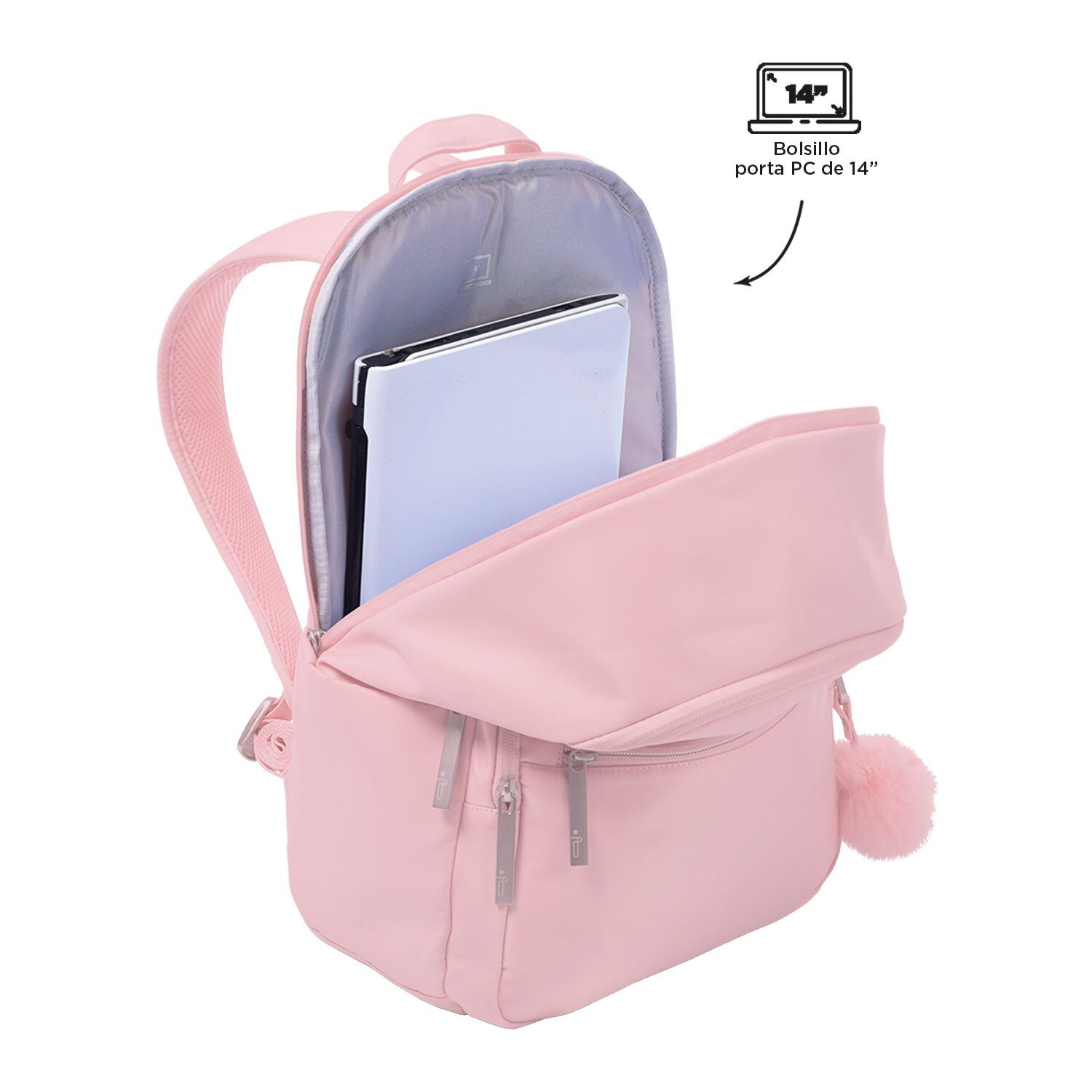 Mochila ejecutiva totto adelaide para portátil de 14” Rosa-4