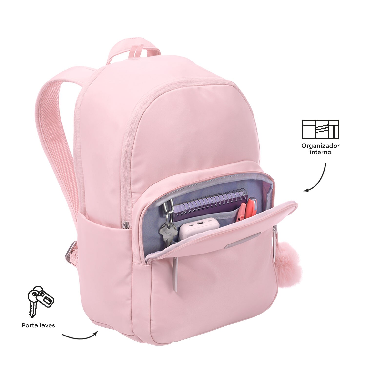 Mochila ejecutiva totto adelaide para portátil de 14” Rosa-5