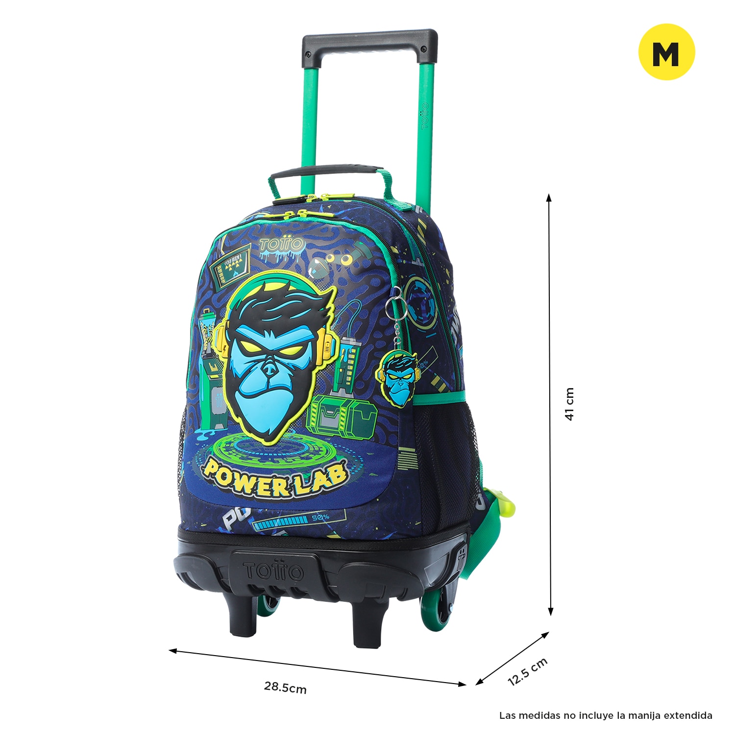 Mochila infantil ruedas totto kong lab con bolsillo para botella y correas acolchadas Azul oscuro-2