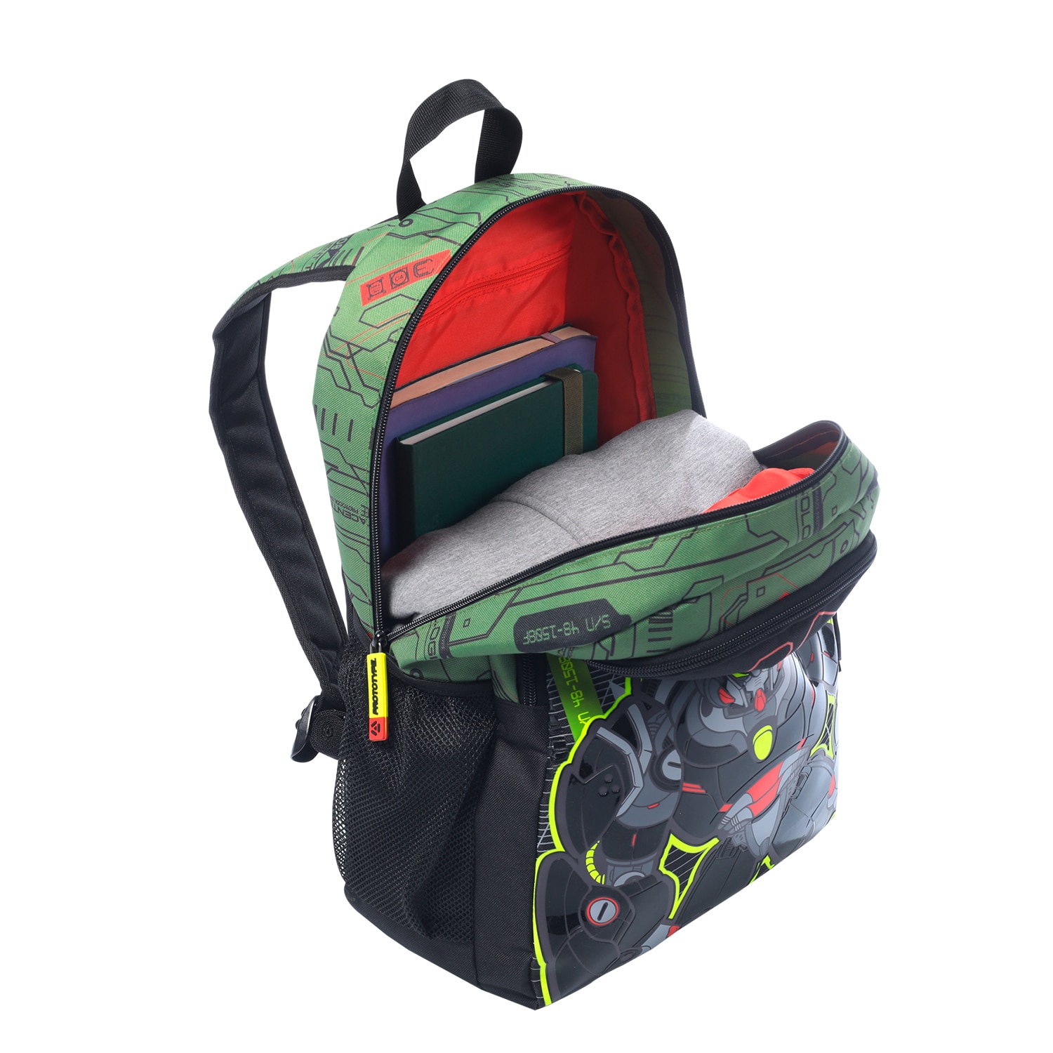 Mochila infantil totto argon con bolsillo para botella y bolsillos laterales Verde-4