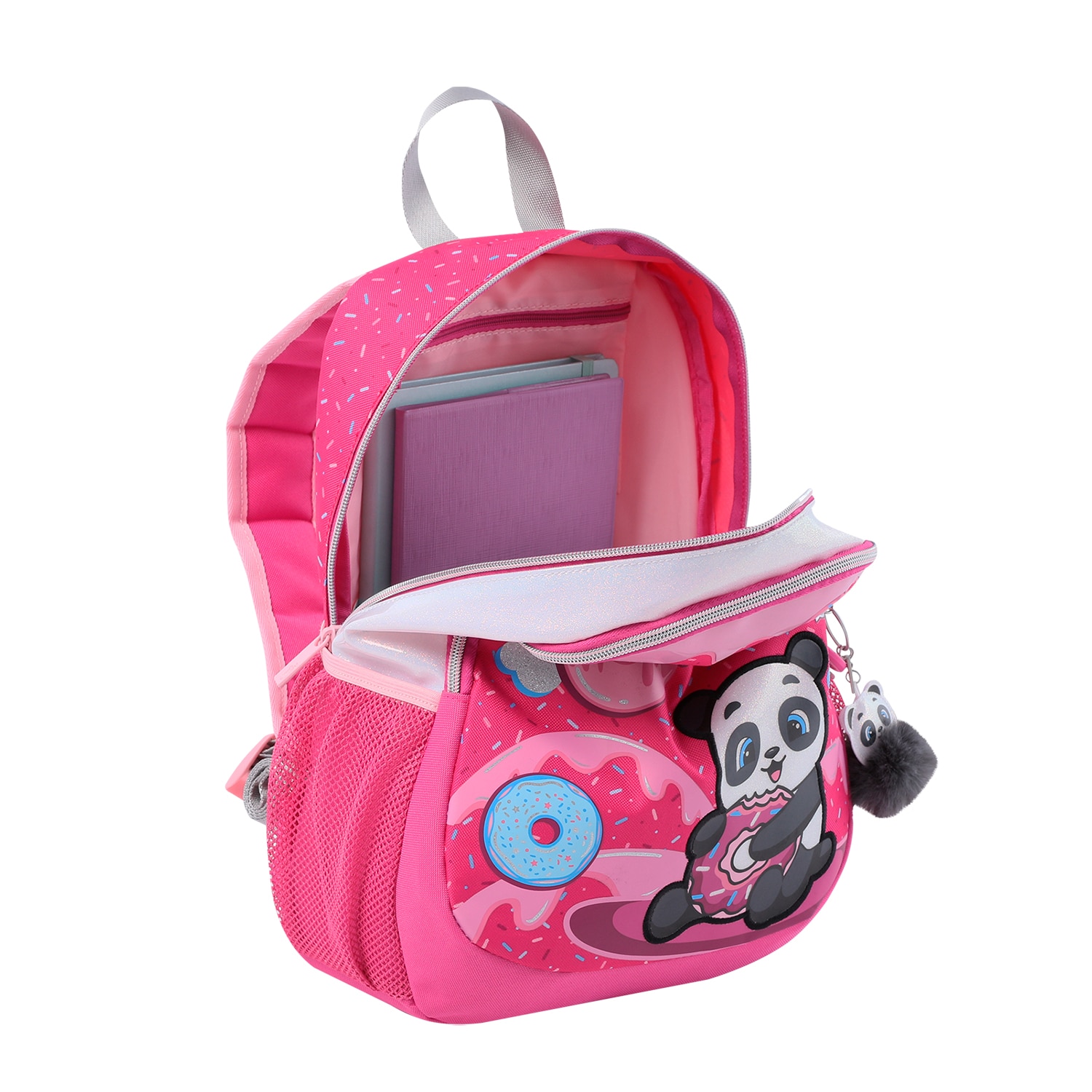 Mochila infantil totto sweet panda con bolsillo para botella y bolsillos laterales Rosa-5