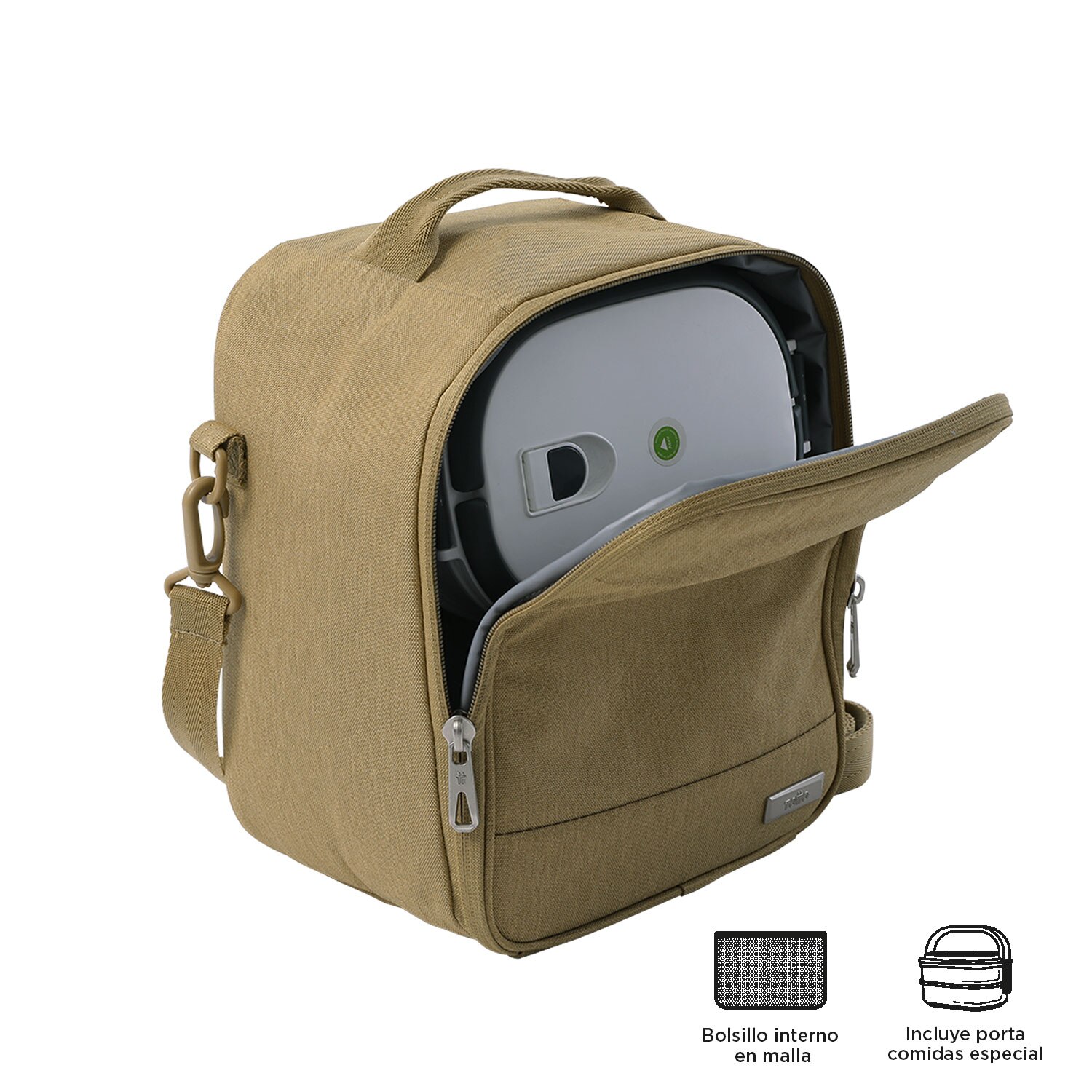 Portameriendas adulto totto airy de fácil limpieza y bolsillo auxiliar Verde Oliva-4
