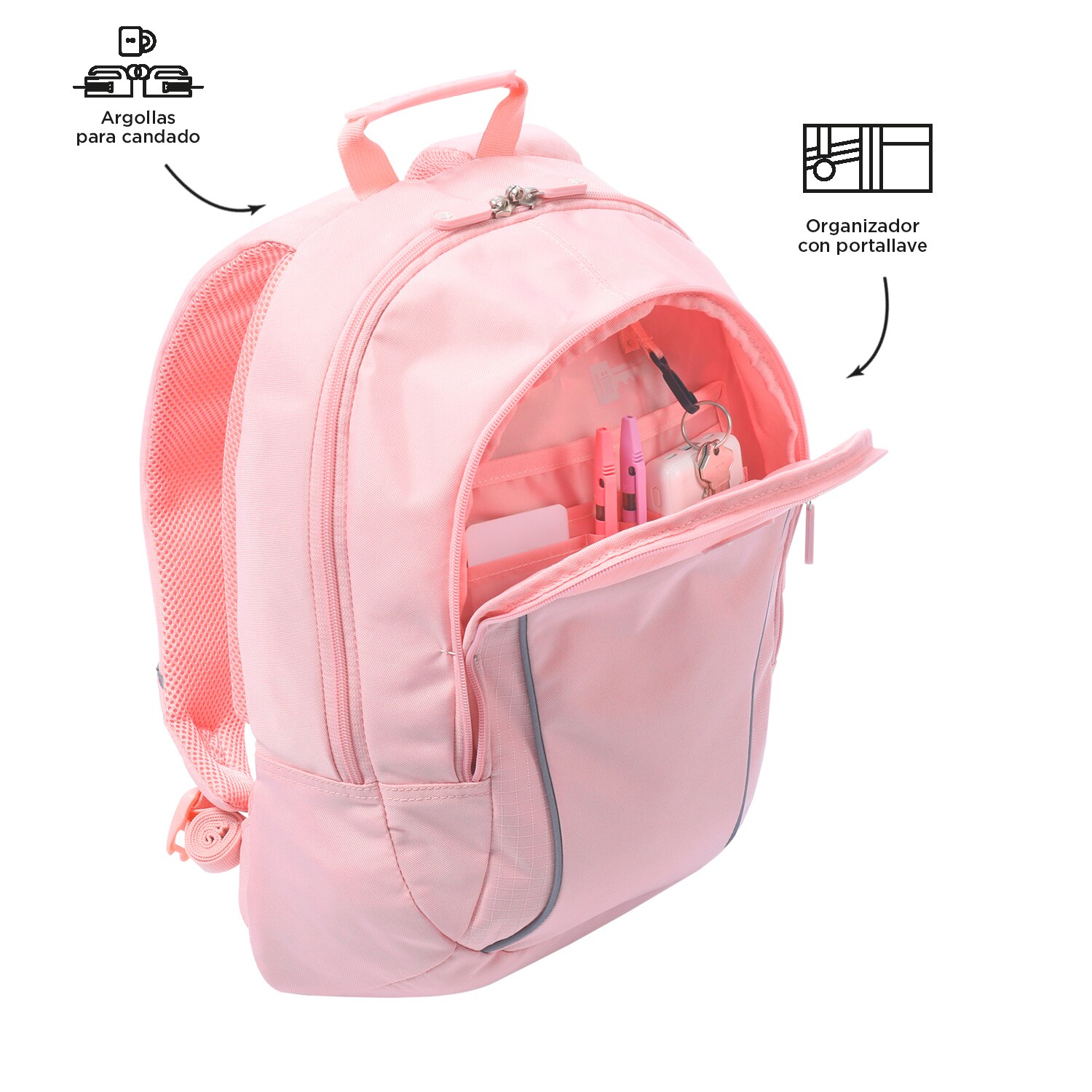 Mochila urbana totto arvar 2.0 en material reciclado y organización interior Rosa-5