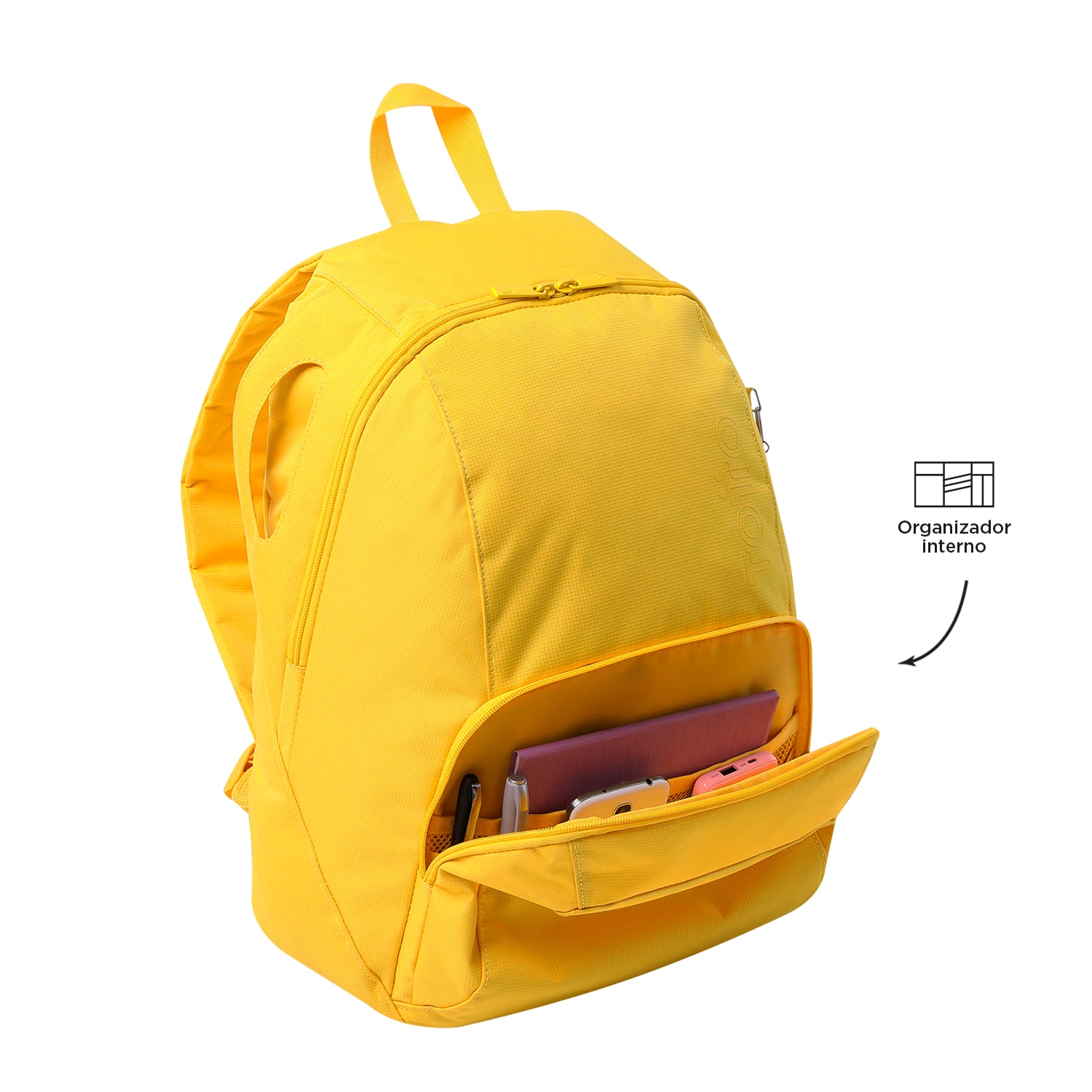 Mochila urbana totto omettto con organizador interior y tejido resistente Amarillo-5