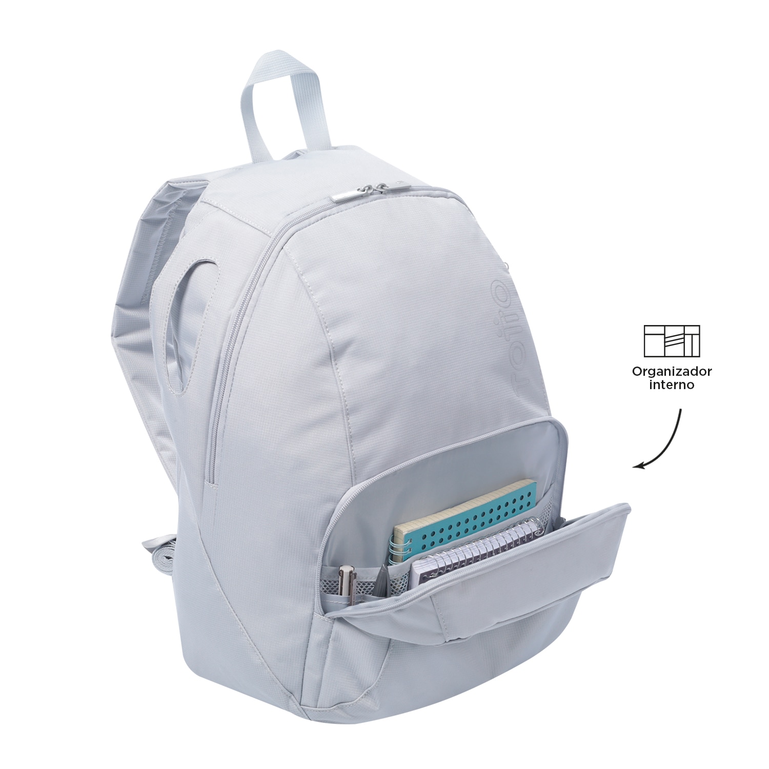 Mochila urbana totto omettto con organizador interior y tejido resistente Gris claro-5