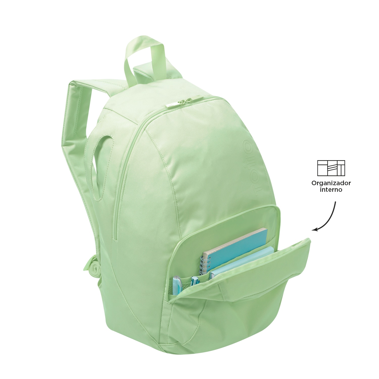 Imagen 5 de Mochila urbana totto ometto con organizador interior y tejido resistente Verde morado