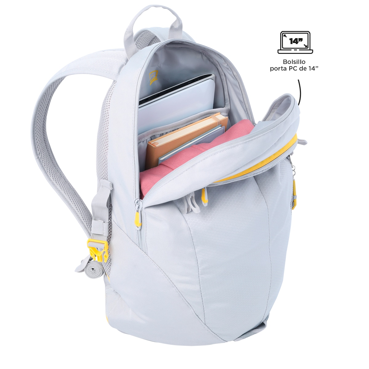 Mochila Totto Deportto para portátil de 14" Micro Chip Gris-4