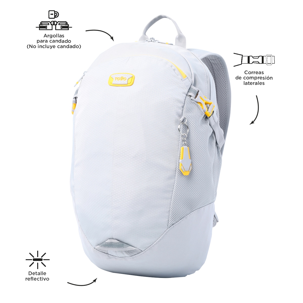 Mochila Totto Deportto para portátil de 14" Micro Chip Gris-5