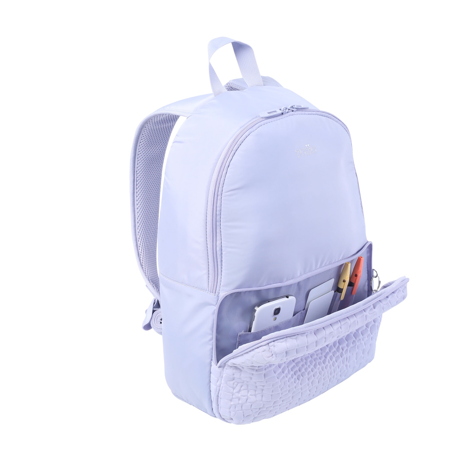Imagen 5 de Mochila urbana totto palencia para portátil de 13” y bolsillo frontal Rosa pastel