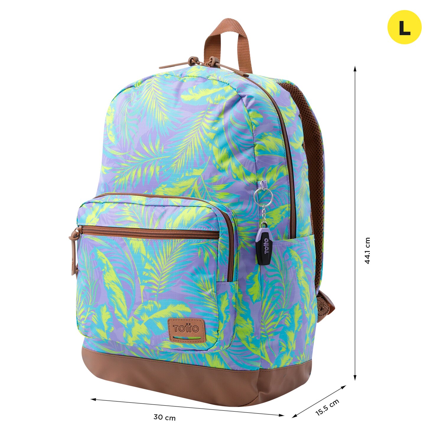 Mochila urbana totto tocax para portátil de 14” y bolsillo para botella Morado / Verde claro-2
