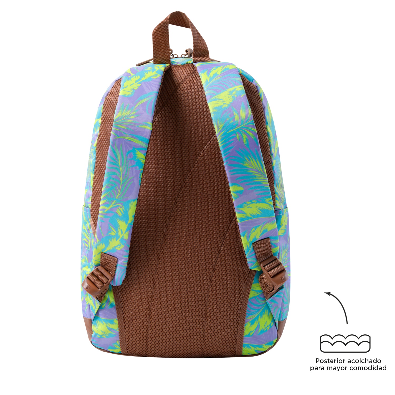 Mochila urbana totto tocax para portátil de 14” y bolsillo para botella Morado / Verde claro-3