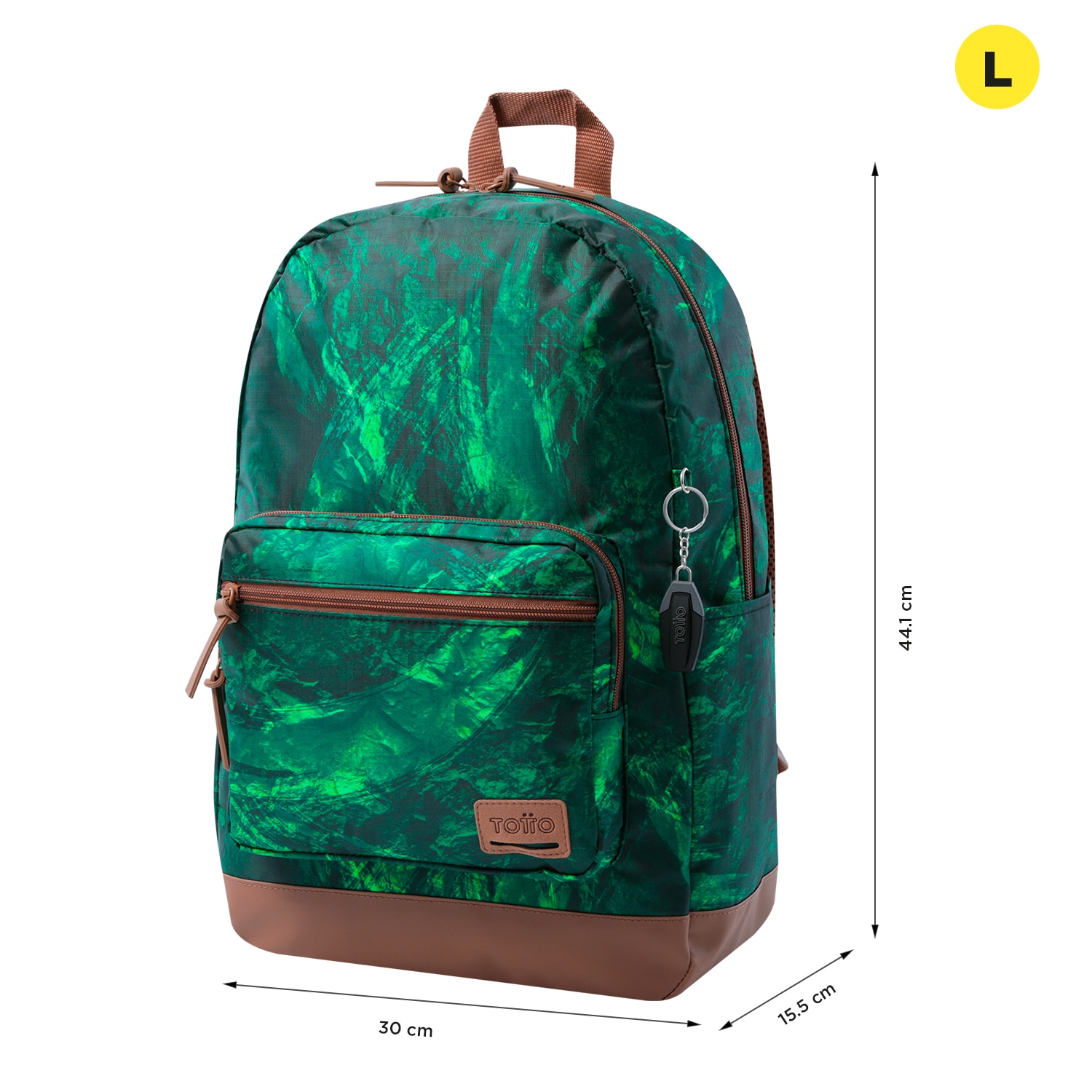 Mochila urbana totto tocax para portátil de 14” y bolsillo para botella Verde-2