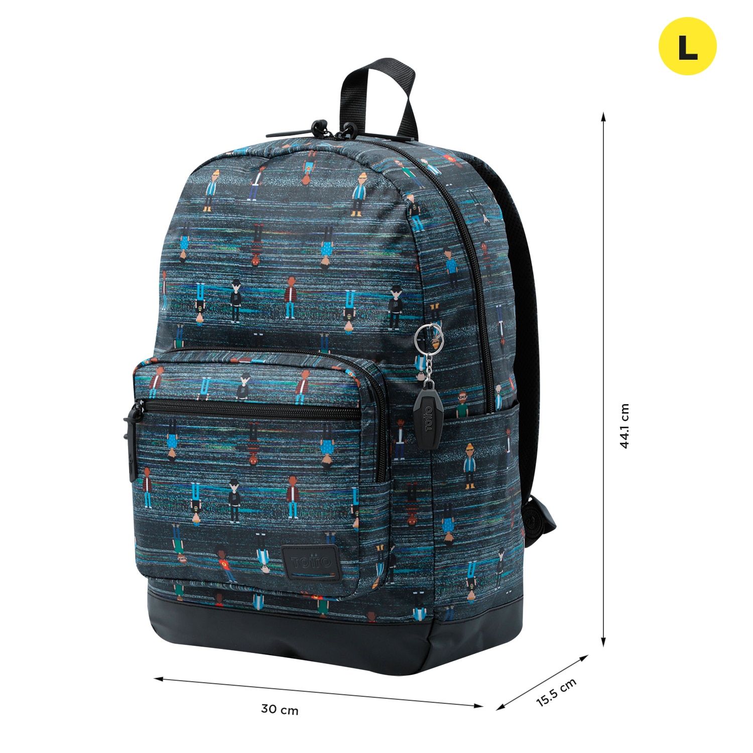 Mochila urbana totto tocax para portátil de 14” y bolsillo para botella Gris oscuro-2