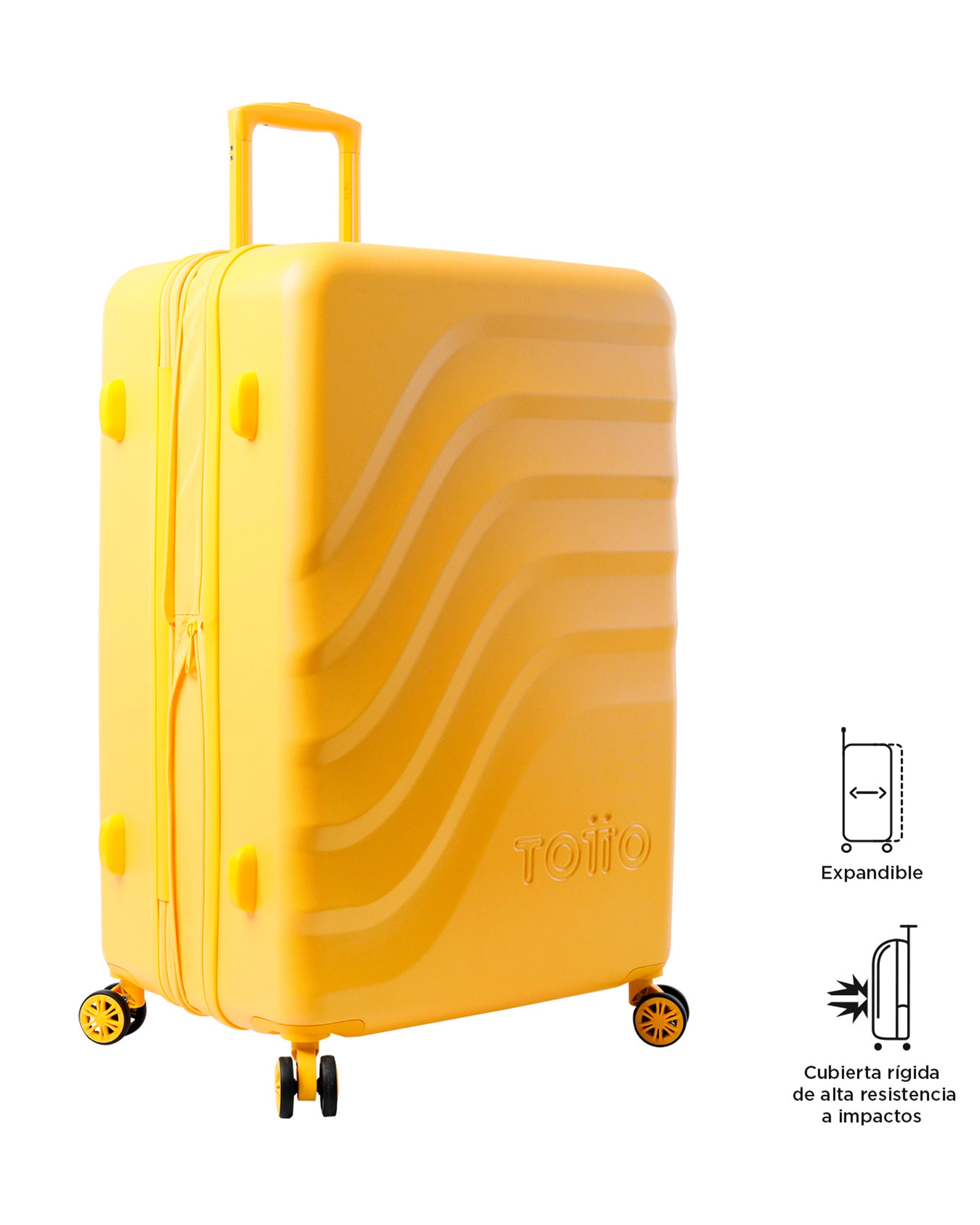 Maleta grande Bazy rígida expandible con capacidad 100 L - Totto - Amarillo Amarillo-4