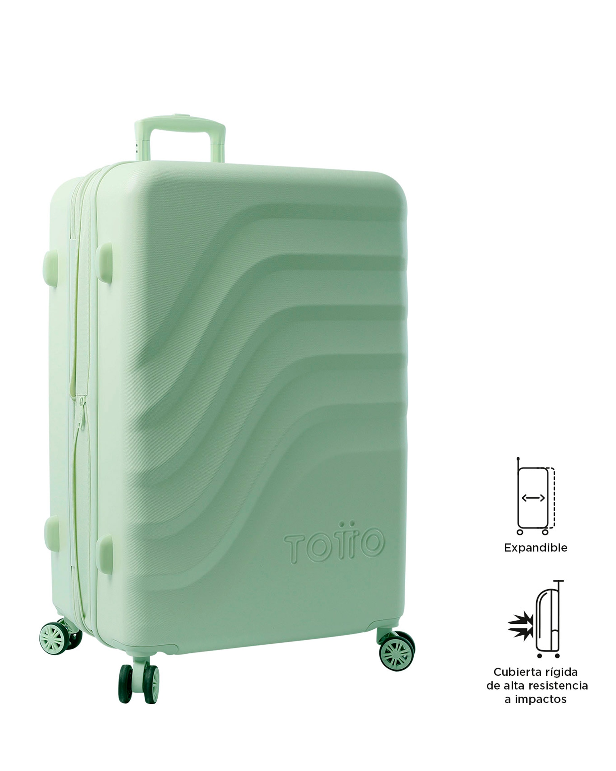 Maleta grande Bazy rígida expandible con capacidad 100 L - Totto - Verde morado Verde morado-4
