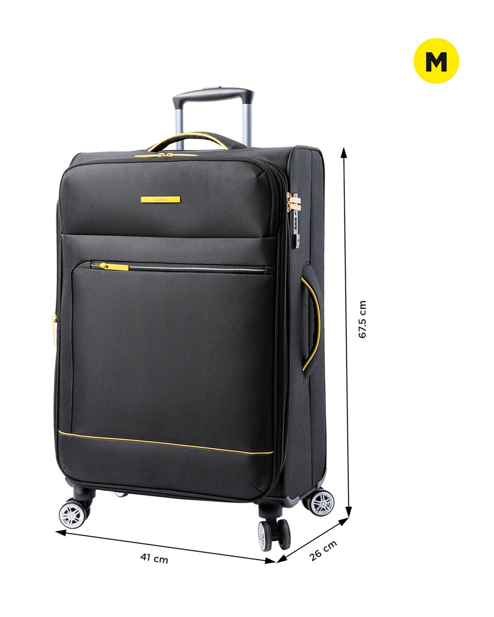 Maleta Liviana ultraligera mediana con capacidad 74 L Negro / Amarillo-2