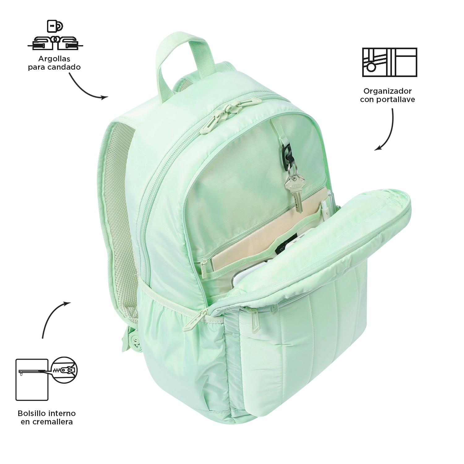 Mochila Totto Plaine para portátil 14 Verde morado-5