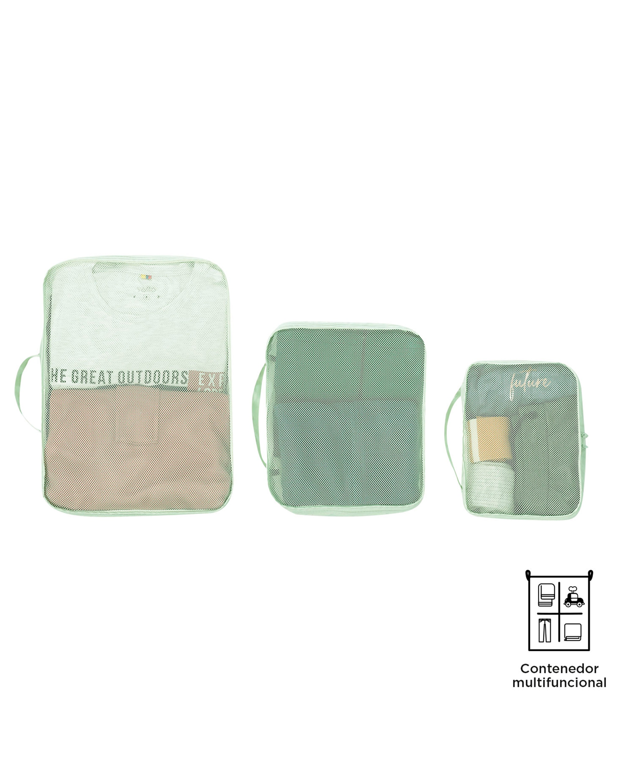 Organizador de viaje Packing Cube X6 con capacidad 8 L - Totto - Verde claro Verde claro-2