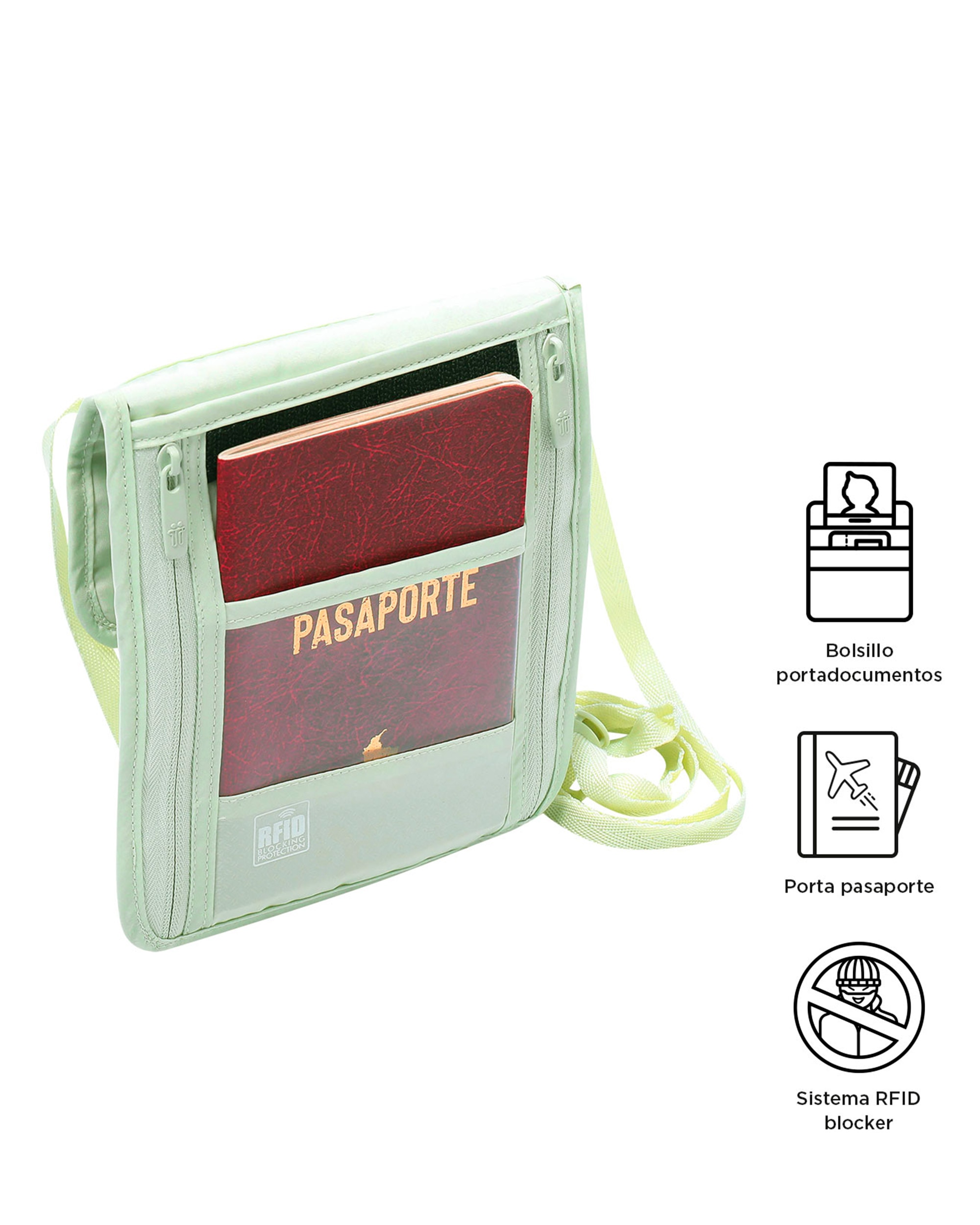 Porta Pasaporte Hang RFID Blocker White Sand - Totto - Verde morado Verde morado-3