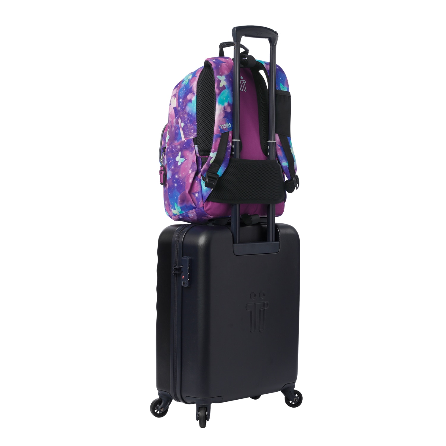 Mochila Totto Acuareles adaptable a carro PC 14' con capacidad de 20L Morado-6