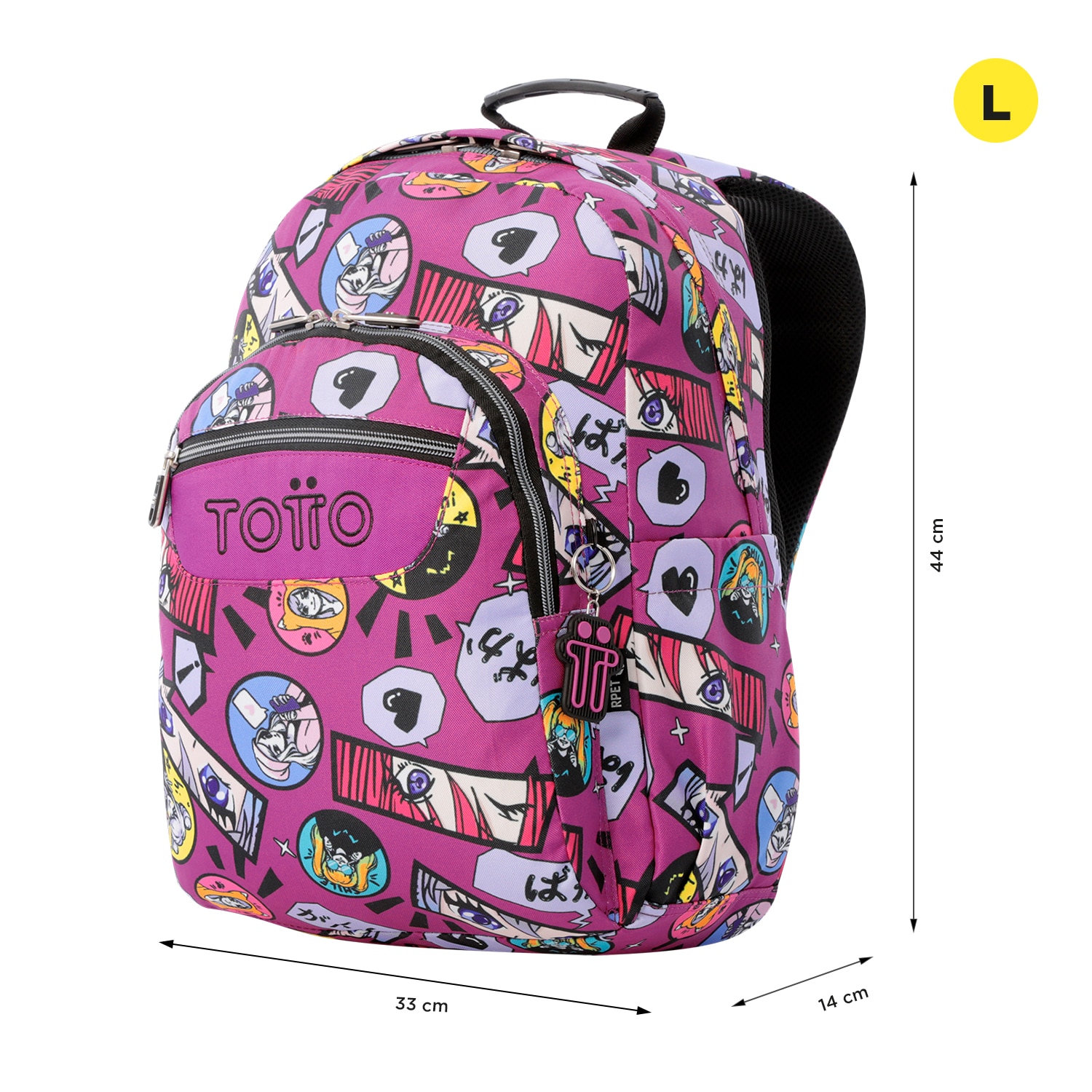 Imagen 2 de Mochila urbana totto acuareles kitsune con ruedas y organizador interior Morado