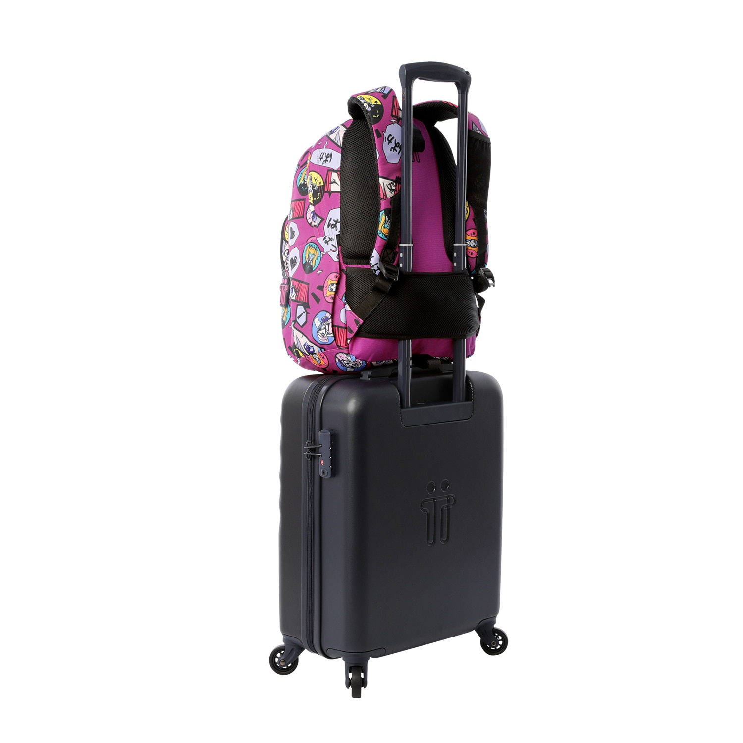 Imagen 6 de Mochila urbana totto acuareles kitsune con ruedas y organizador interior Morado