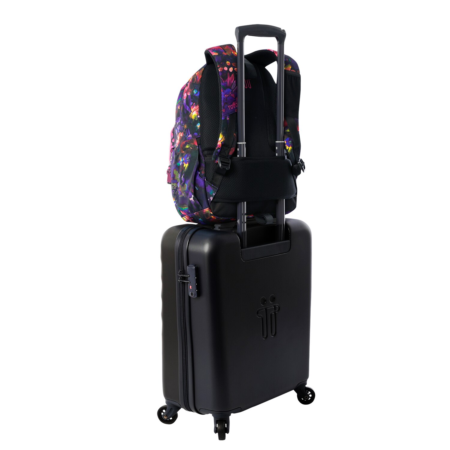 Imagen 6 de Mochila escolar totto acuareles flower galaxy para portátil de 14” y adaptable a carro Multicolor