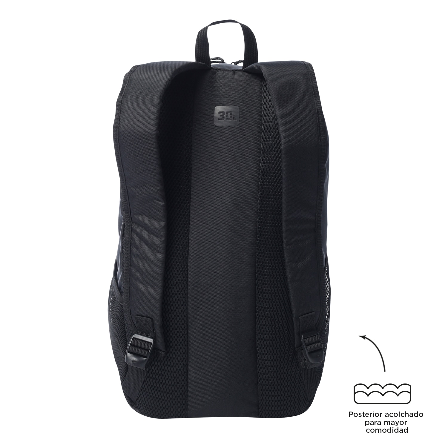 Mochila urbana totto rambo con bolsillo para botella y organizador interior Negro-4