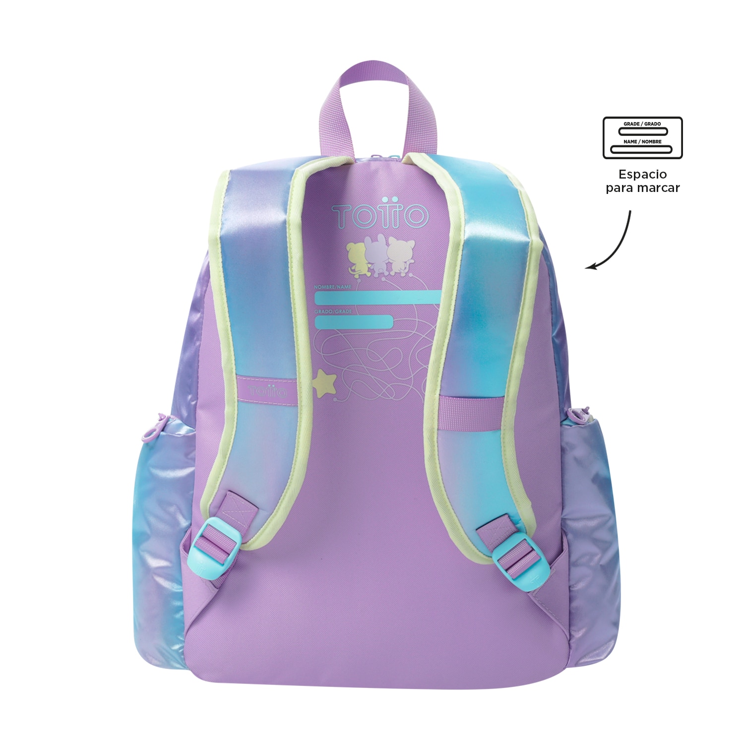 Imagen 3 de Mochila infantil totto friends con bolsillos laterales y bolsillo frontal Morado / Azul marino