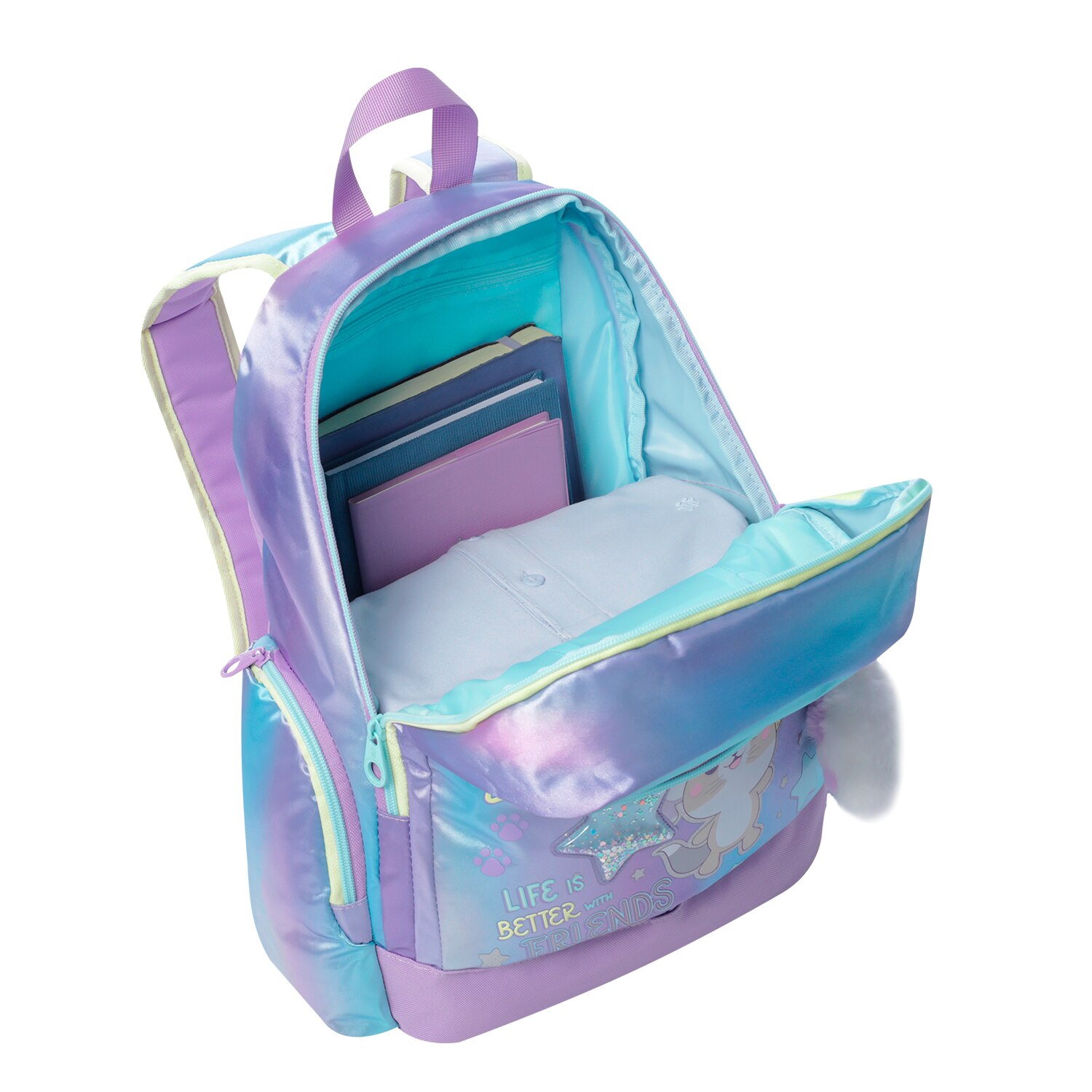 Imagen 4 de Mochila infantil totto friends con bolsillos laterales y bolsillo frontal Morado / Azul marino