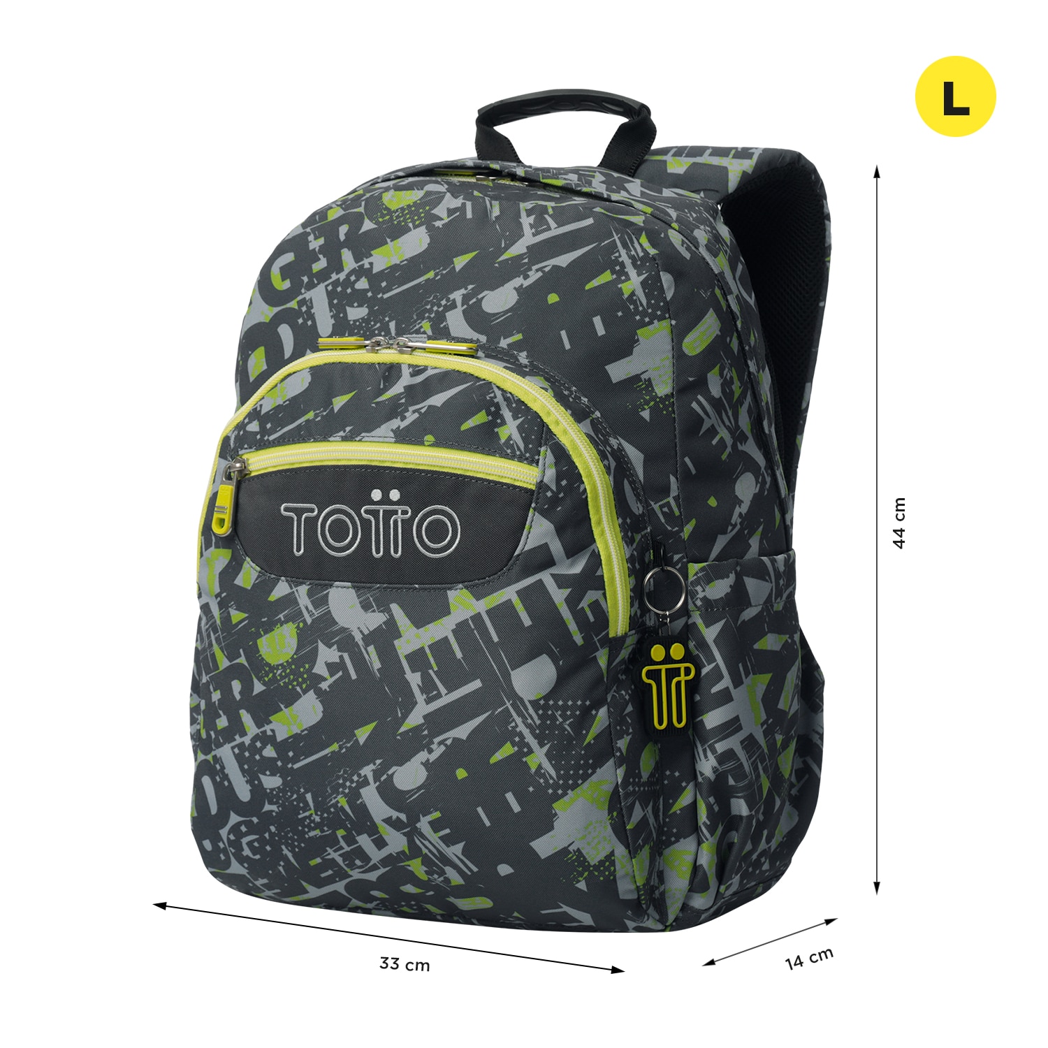 Imagen 2 de Mochila escolar totto acuareles texgrunge para portátil de 14” y adaptable a carro Gris / Amarillo